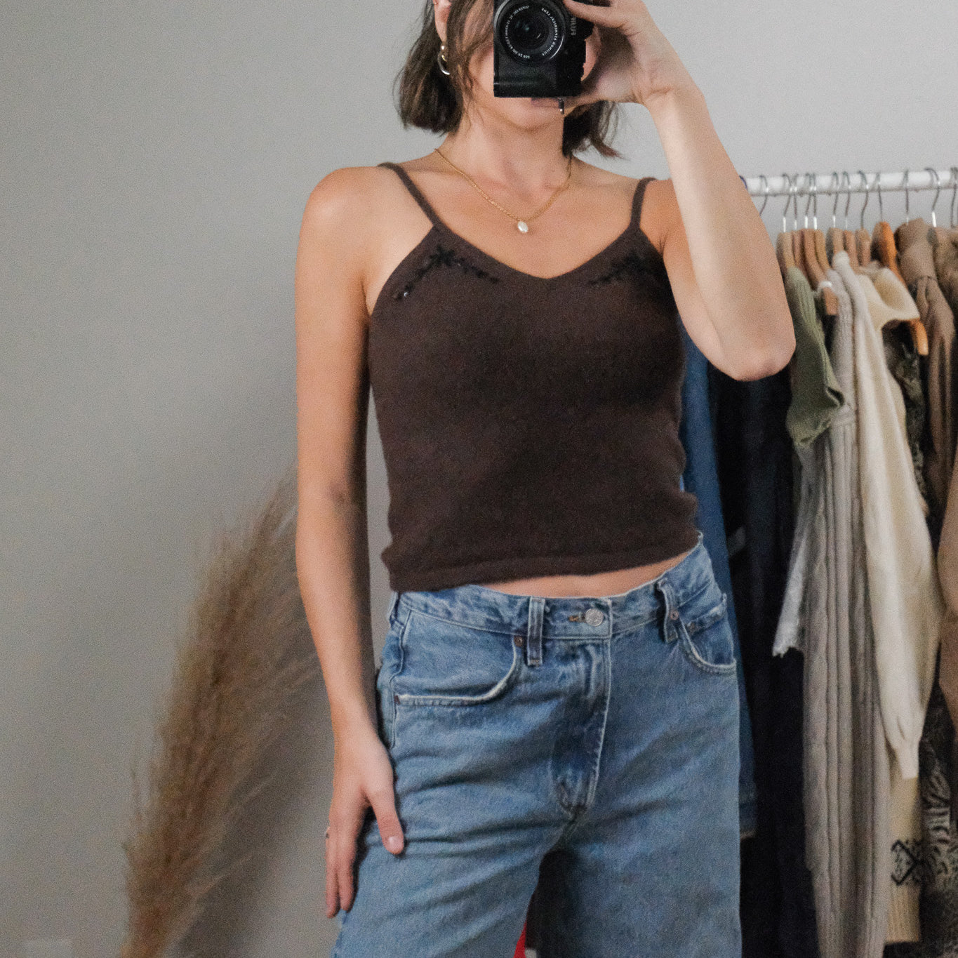 Vintage x 100% Cashmere Sequence Cropped Tank (S/M)