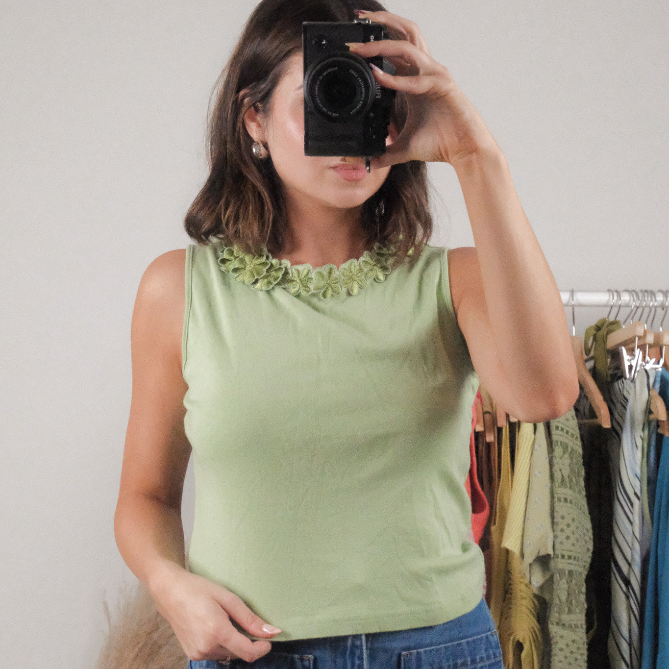 Vintage x Cotton Flower Trim Tank (S)