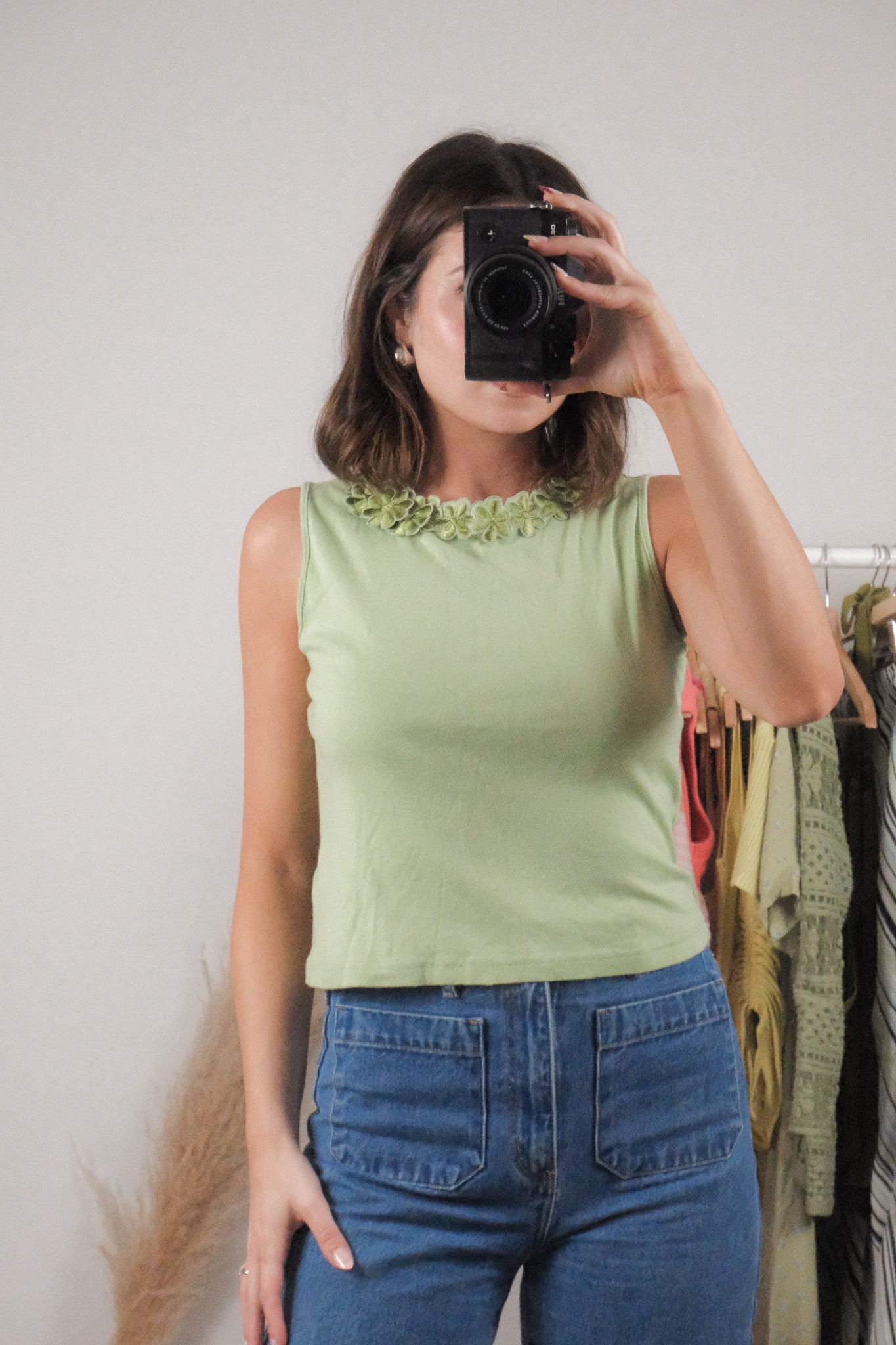 Vintage x Cotton Flower Trim Tank (S)