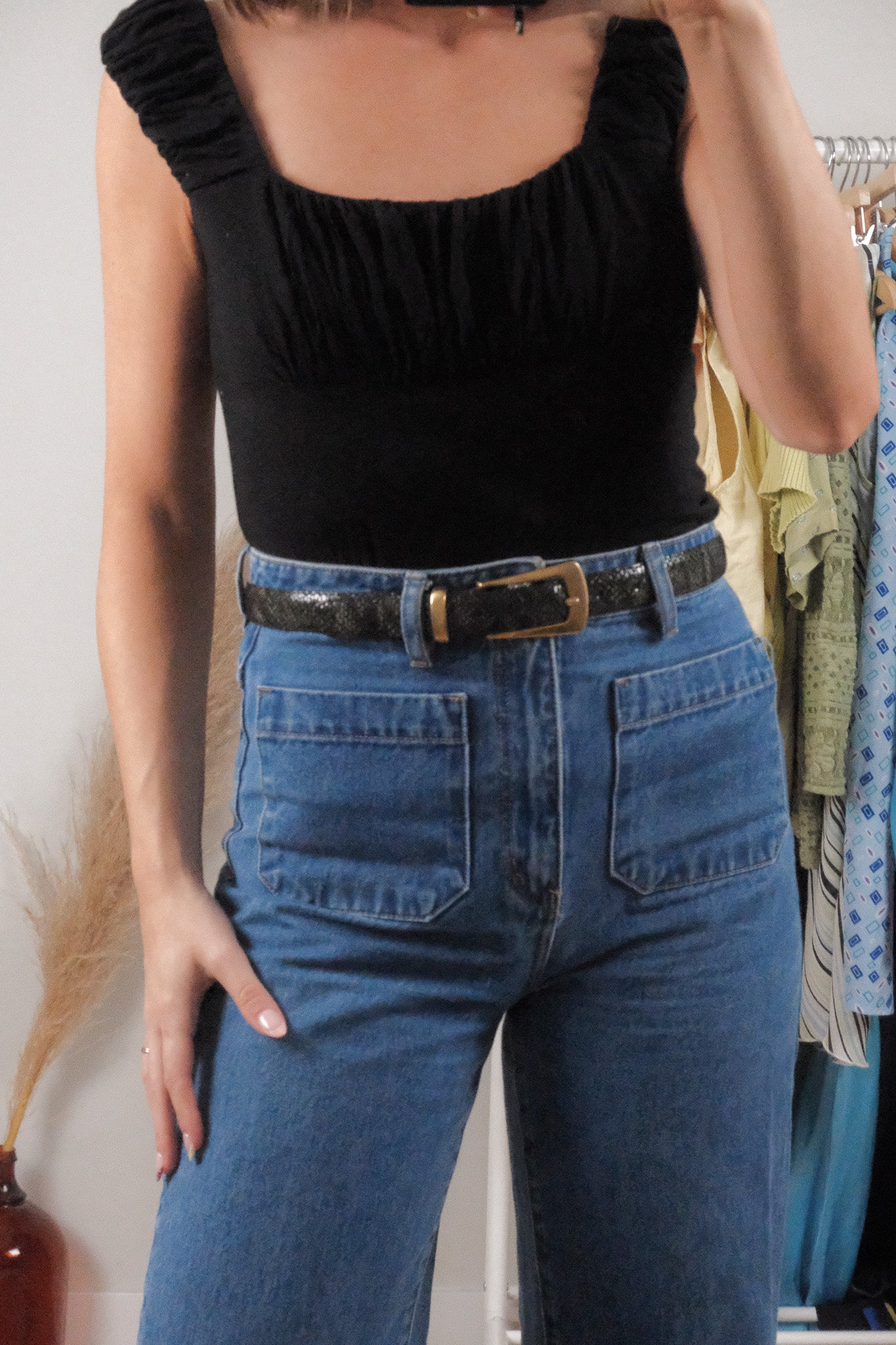 Vintage x Leather Snakeskin Belt (S/M)