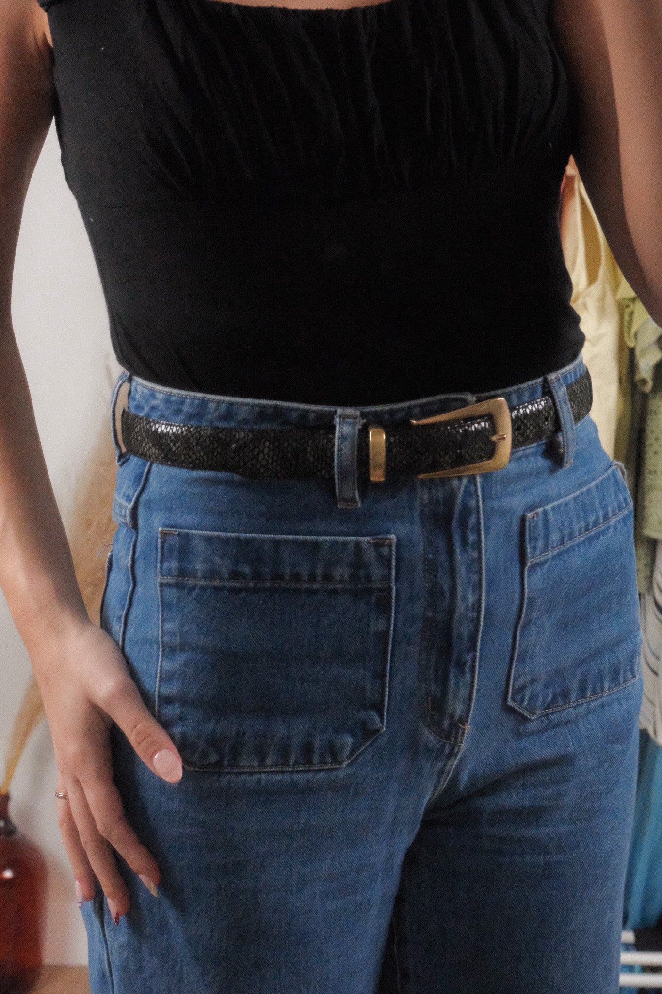 Vintage x Leather Snakeskin Belt (S/M)