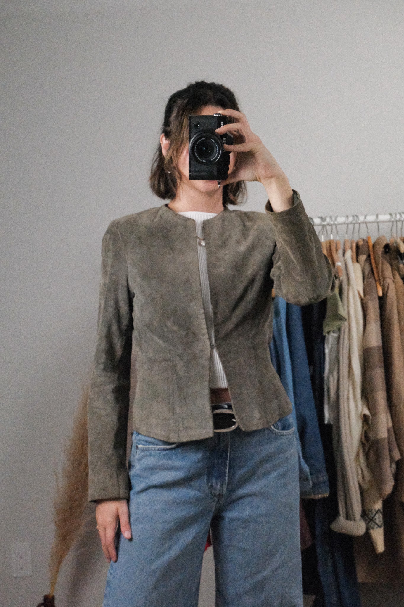 Vintage x Suede Fitted Clasp Jacket (S)