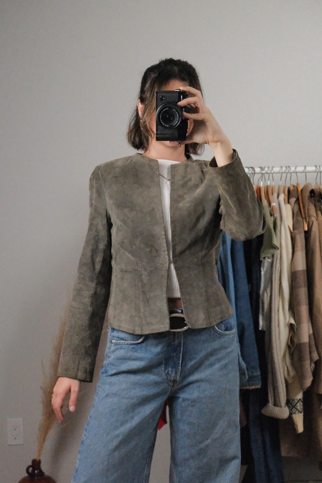 Vintage x Suede Fitted Clasp Jacket (S)