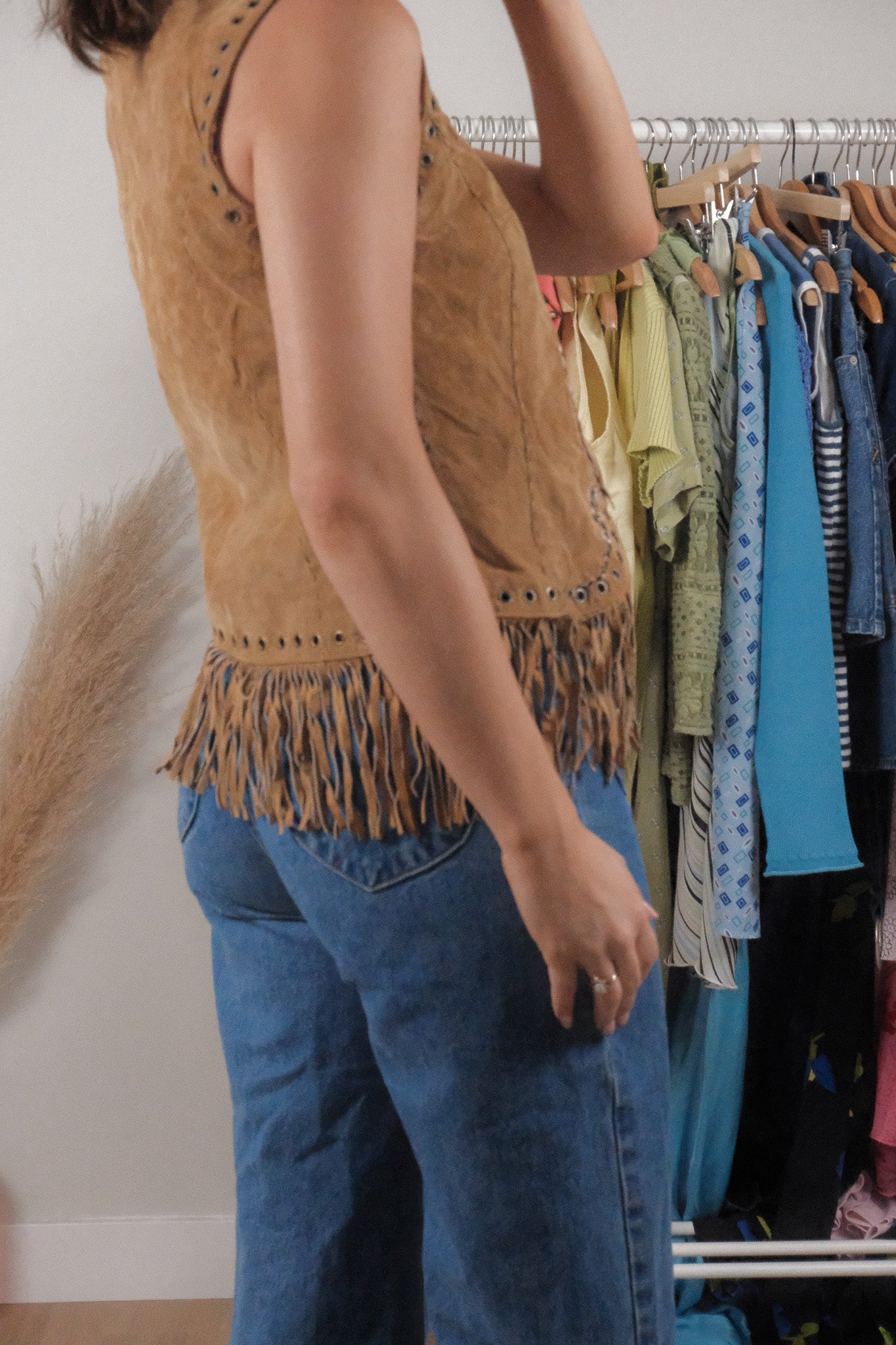 Vintage x Aldo x Suede Embroidered Fringe Vest (M)