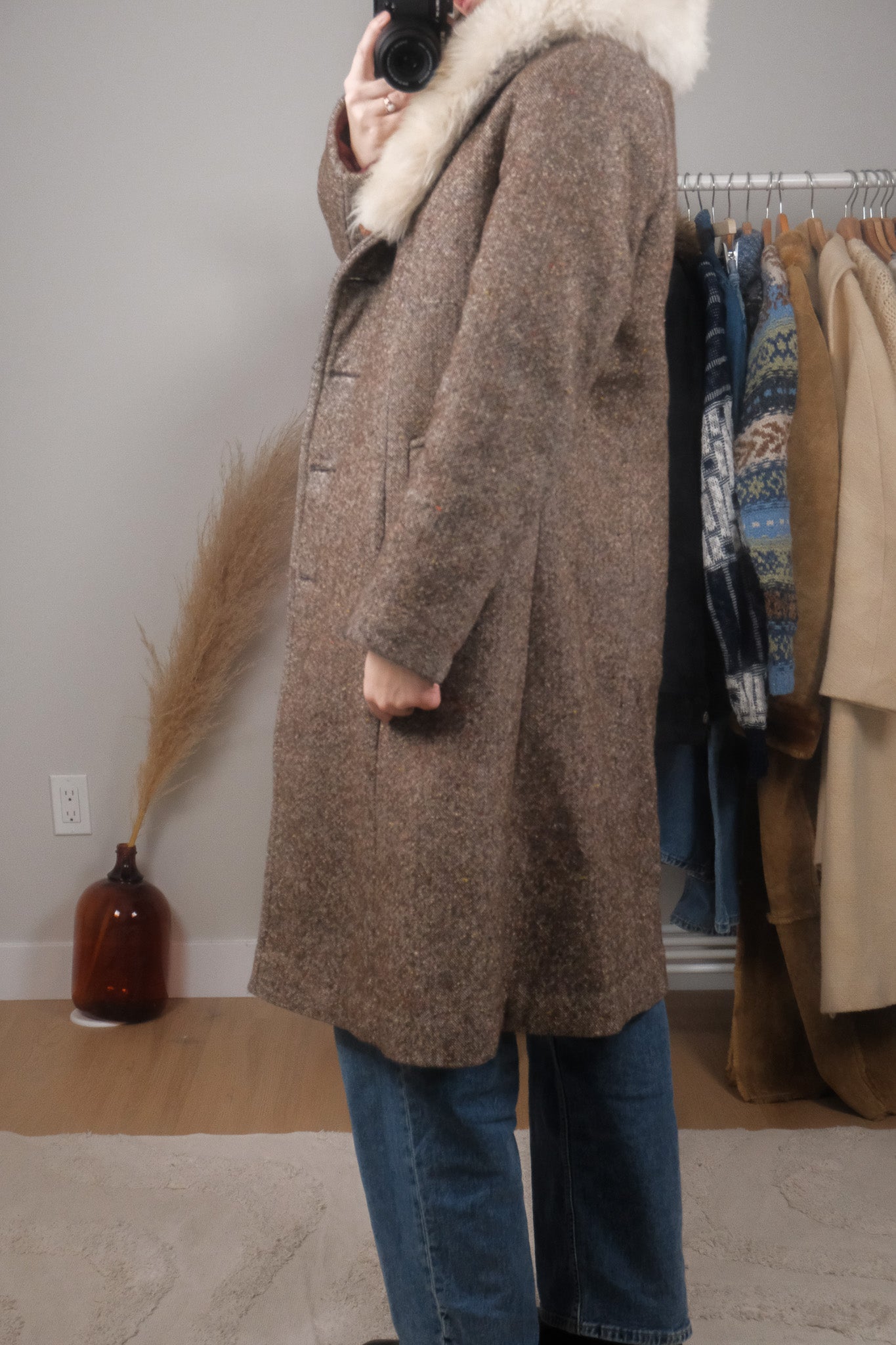 Made in Canada x Vintage x Wool Blend Speckled Faux Fur Trim Jacket (S-M)