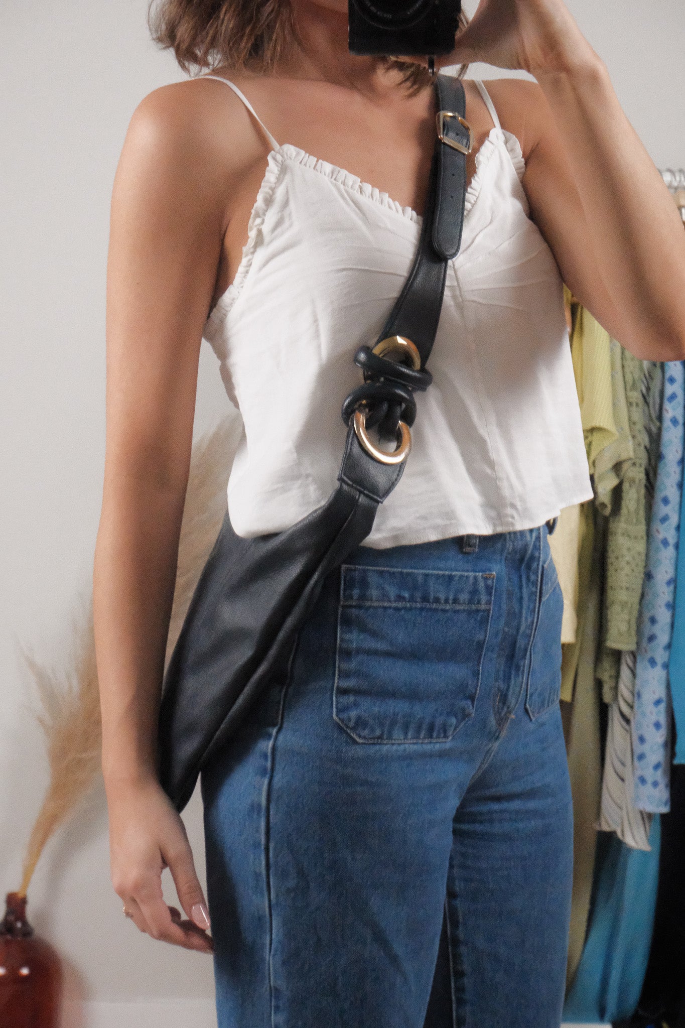 Vintage x Leather Crossbody Hobo Bag