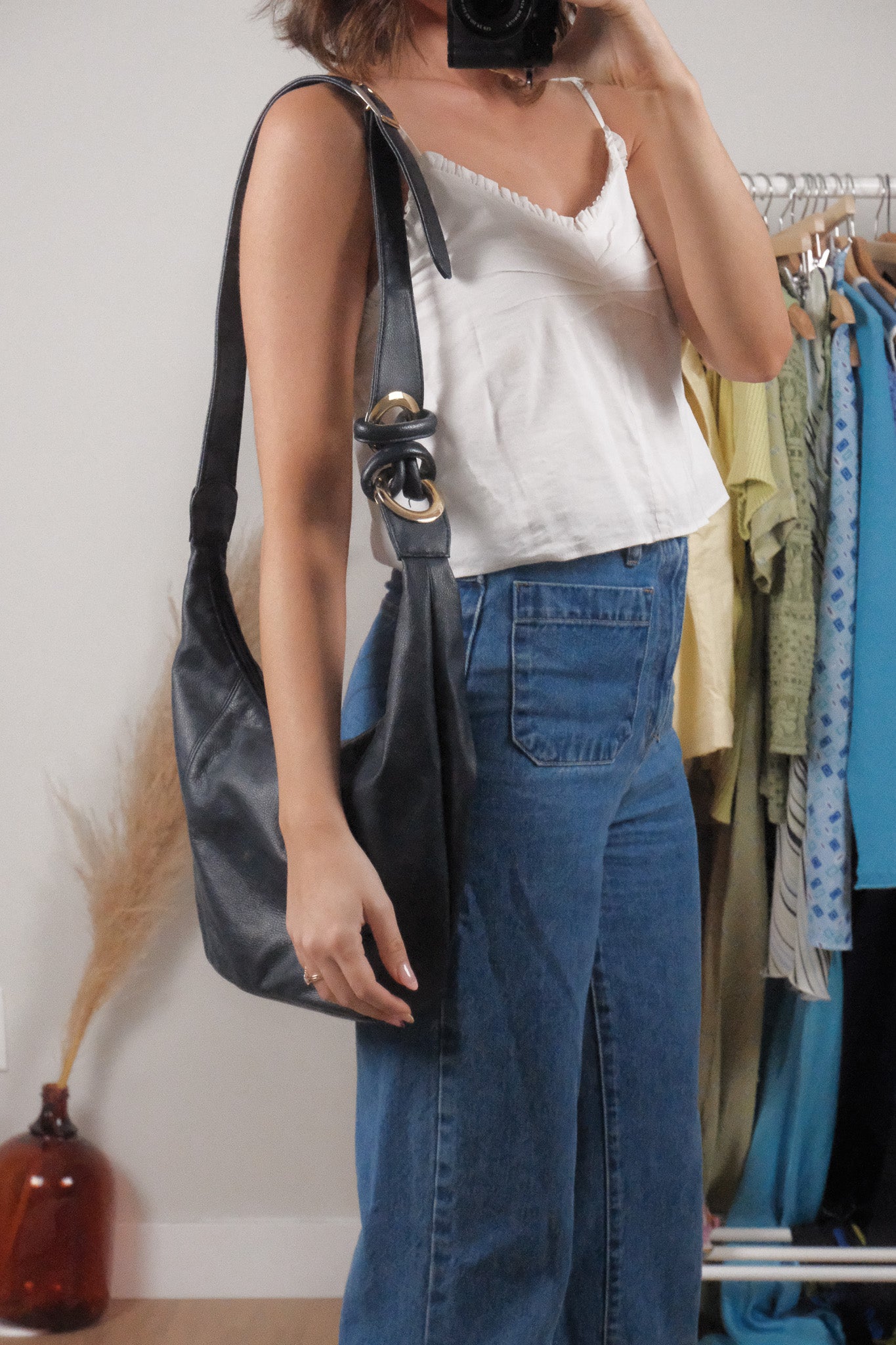 Vintage x Leather Crossbody Hobo Bag