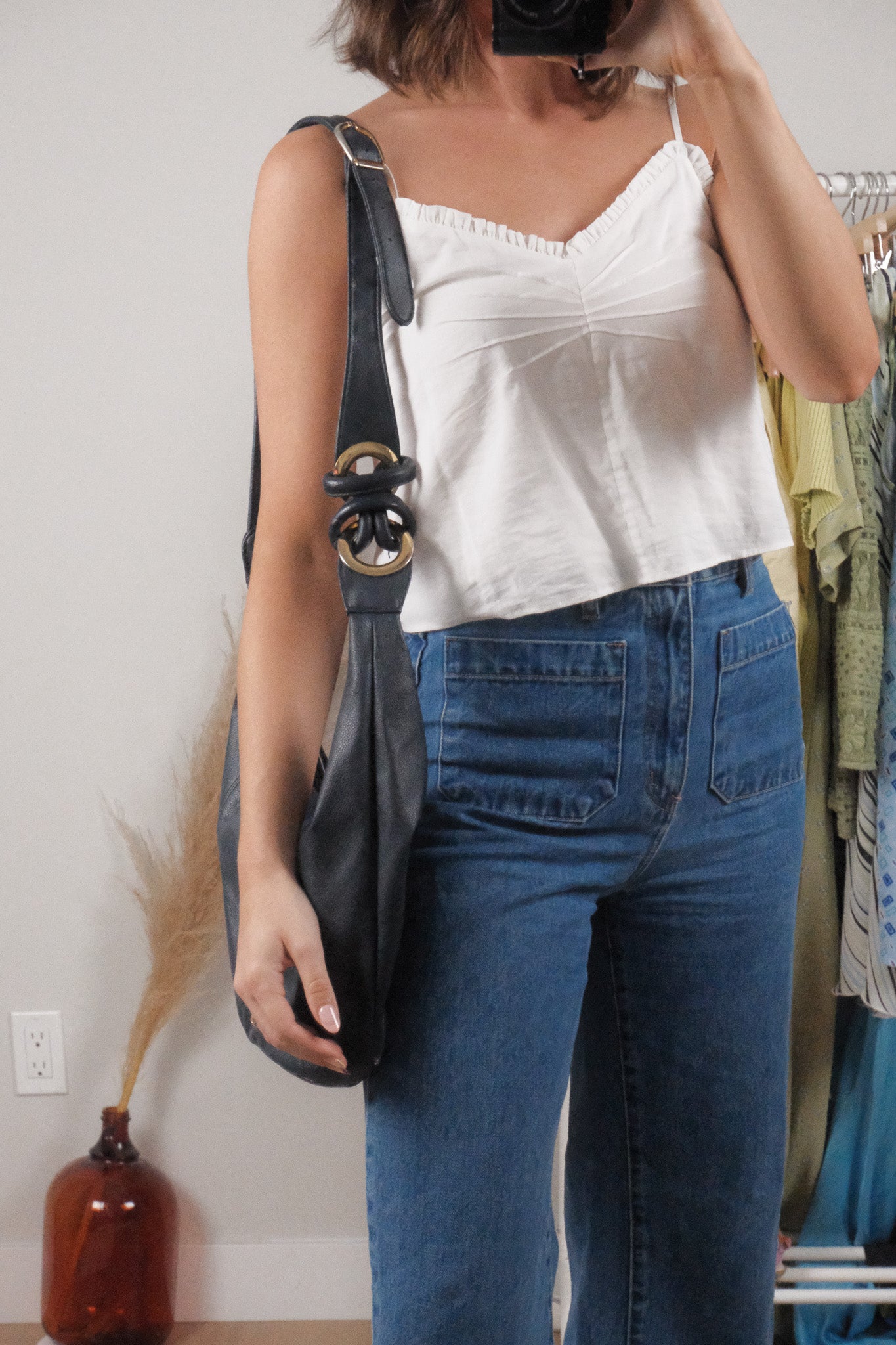Vintage x Leather Crossbody Hobo Bag