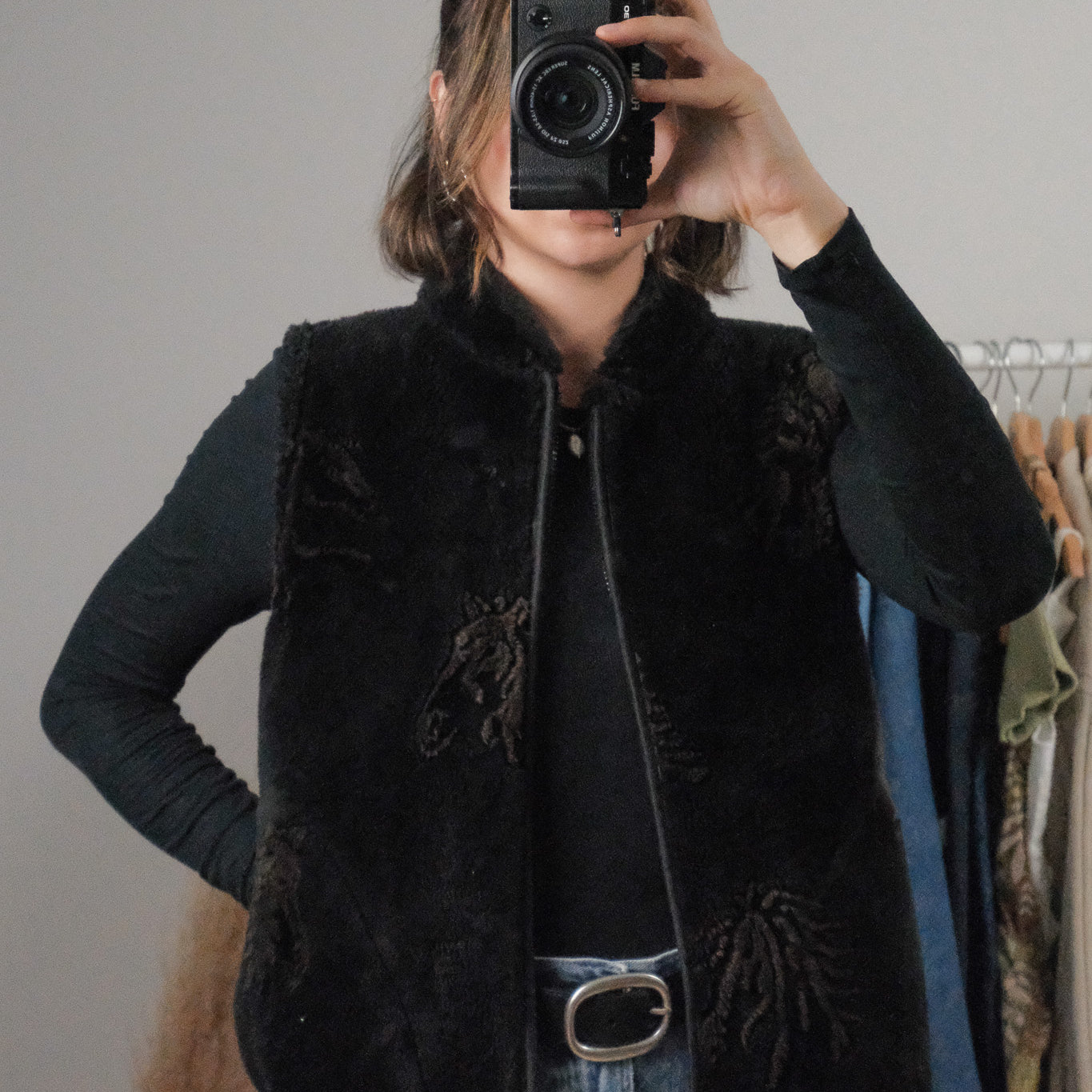 Made in USA x Vintage x Faux Fur Fuzzy Horse Vest (S)