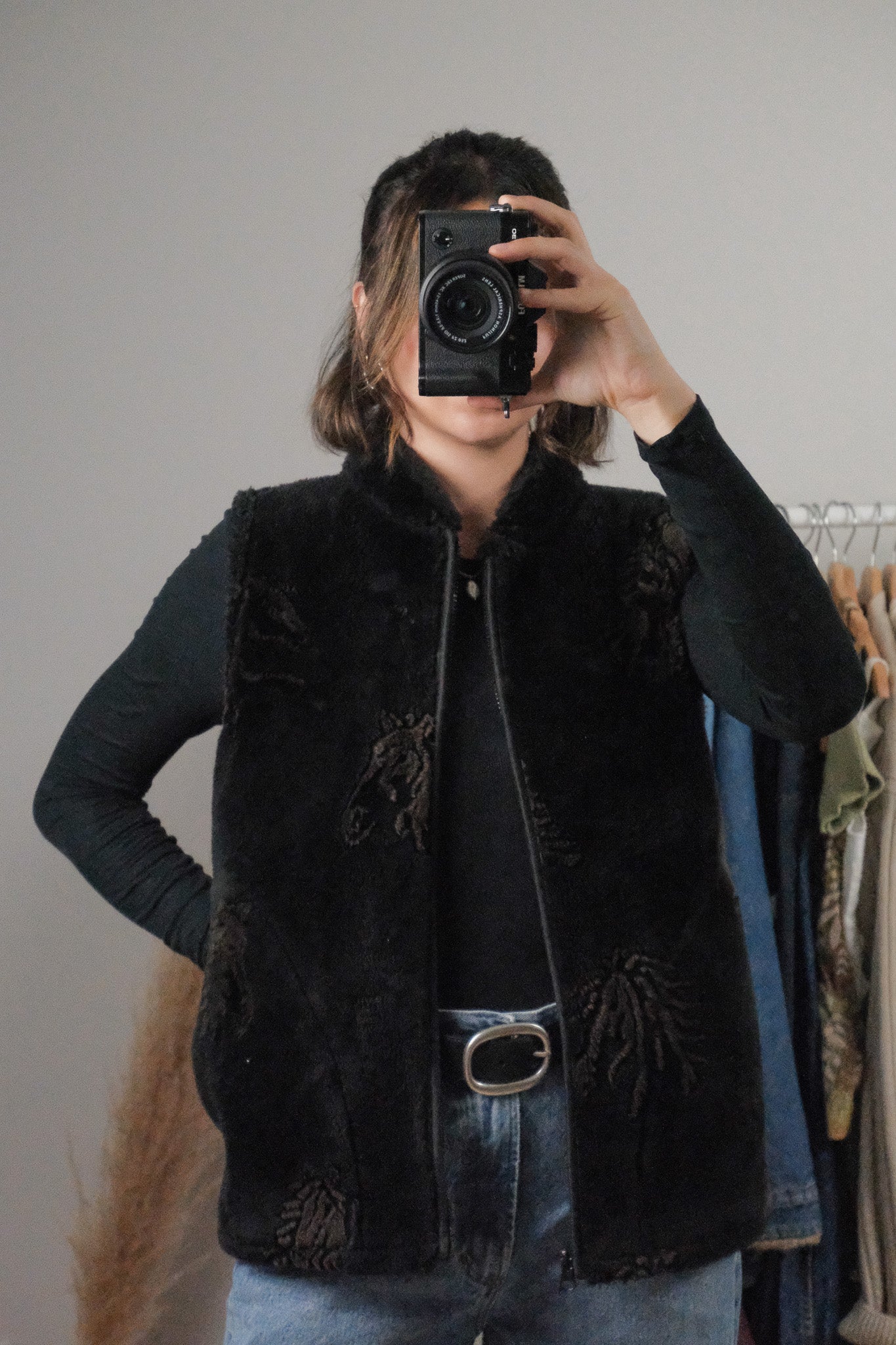 Made in USA x Vintage x Faux Fur Fuzzy Horse Vest (S)