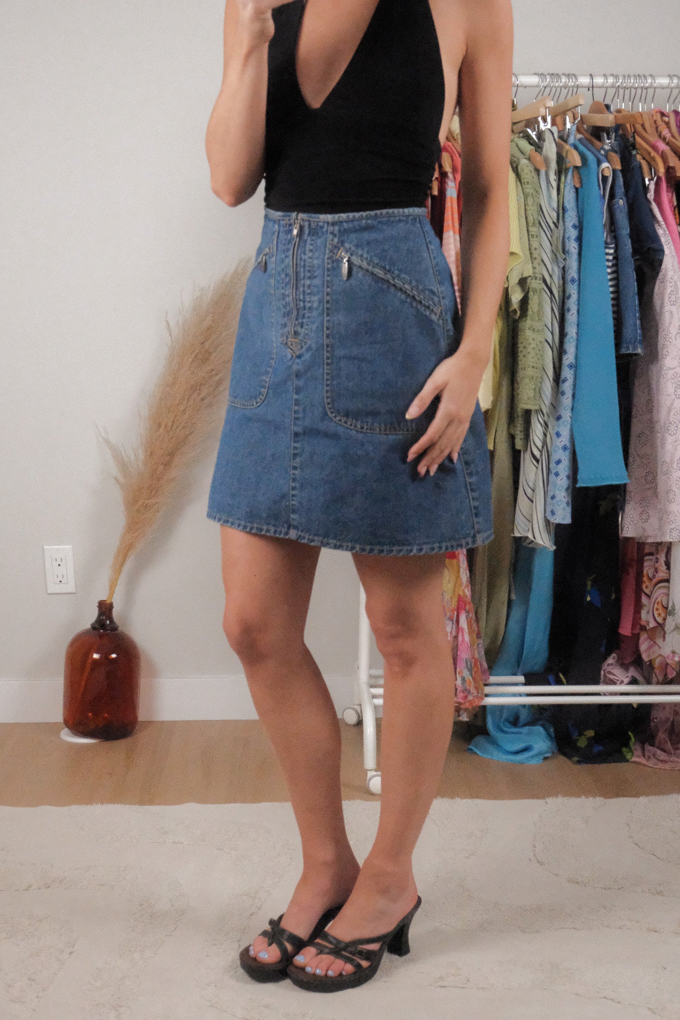 Vintage x Denim Cargo Mini Skirt (4)