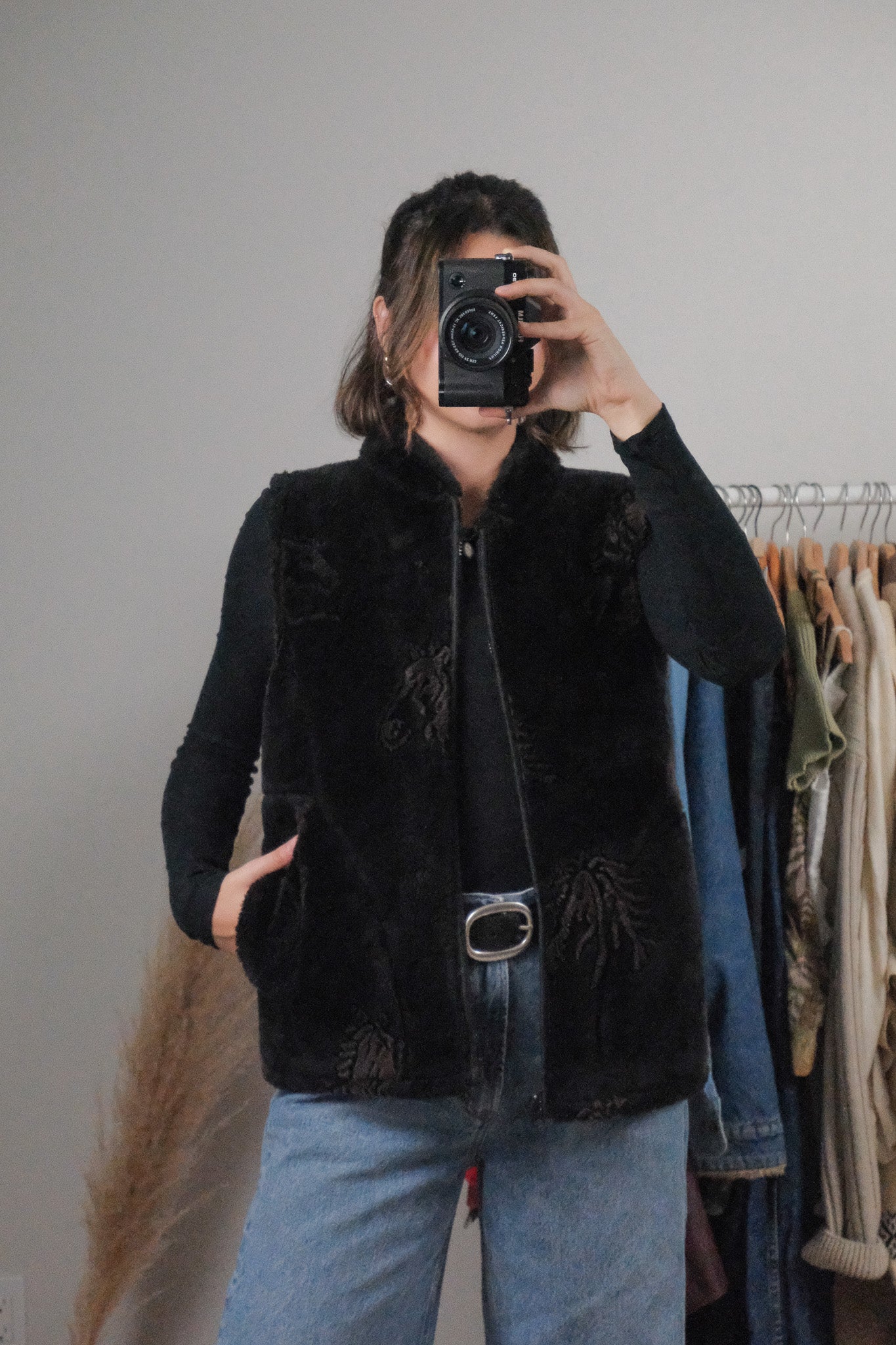 Made in USA x Vintage x Faux Fur Fuzzy Horse Vest (S)