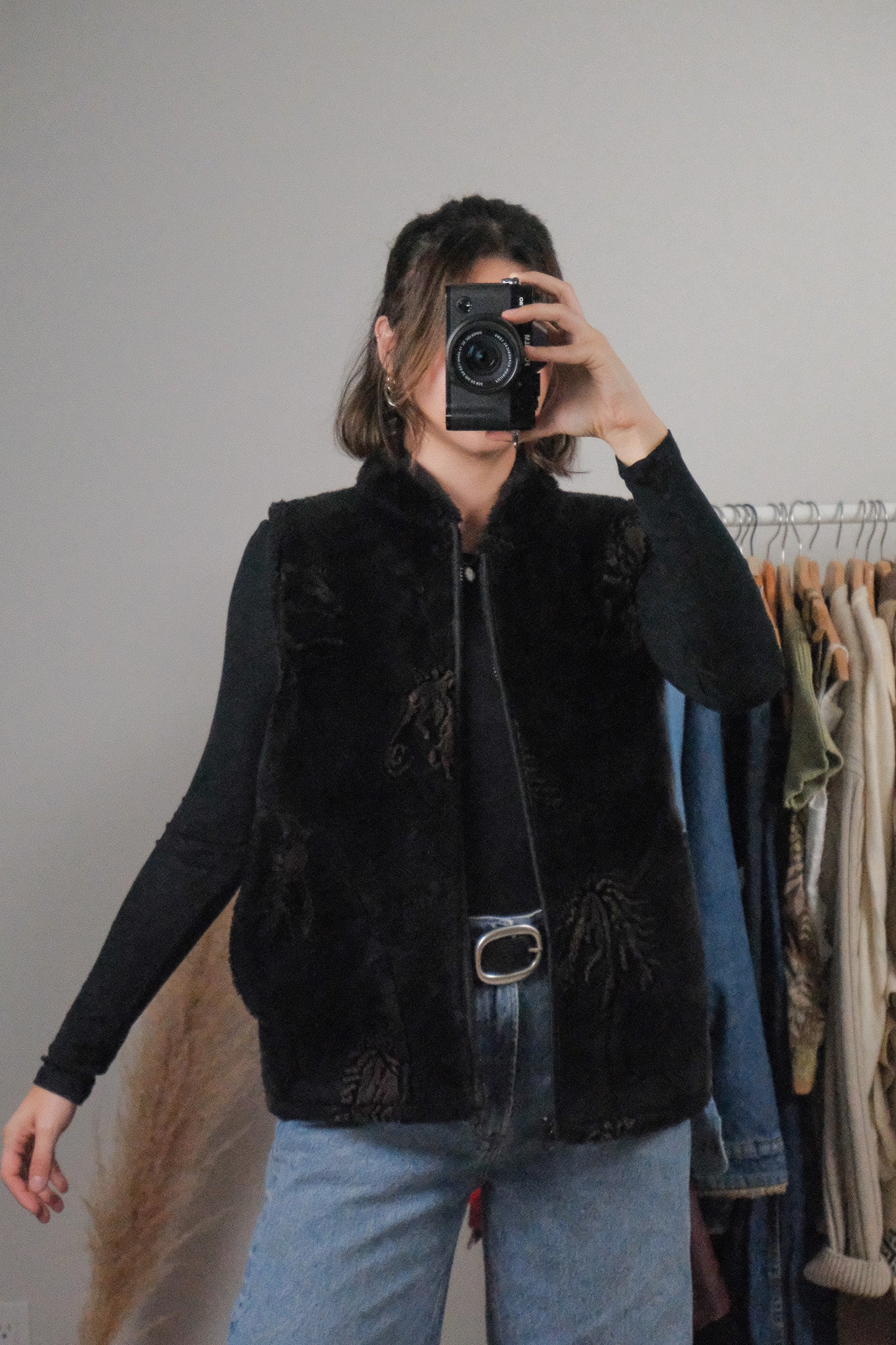 Made in USA x Vintage x Faux Fur Fuzzy Horse Vest (S)