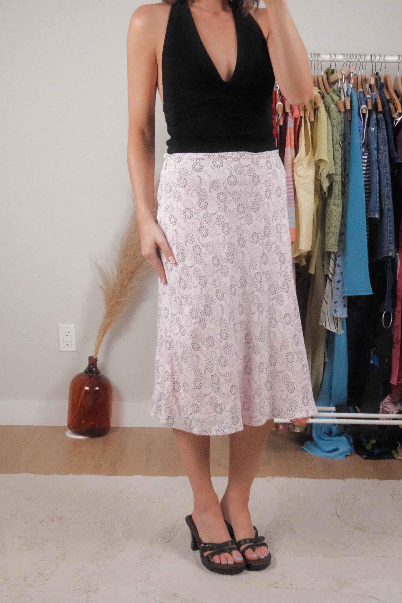 Vintage x Floral Midi Skirt (M)