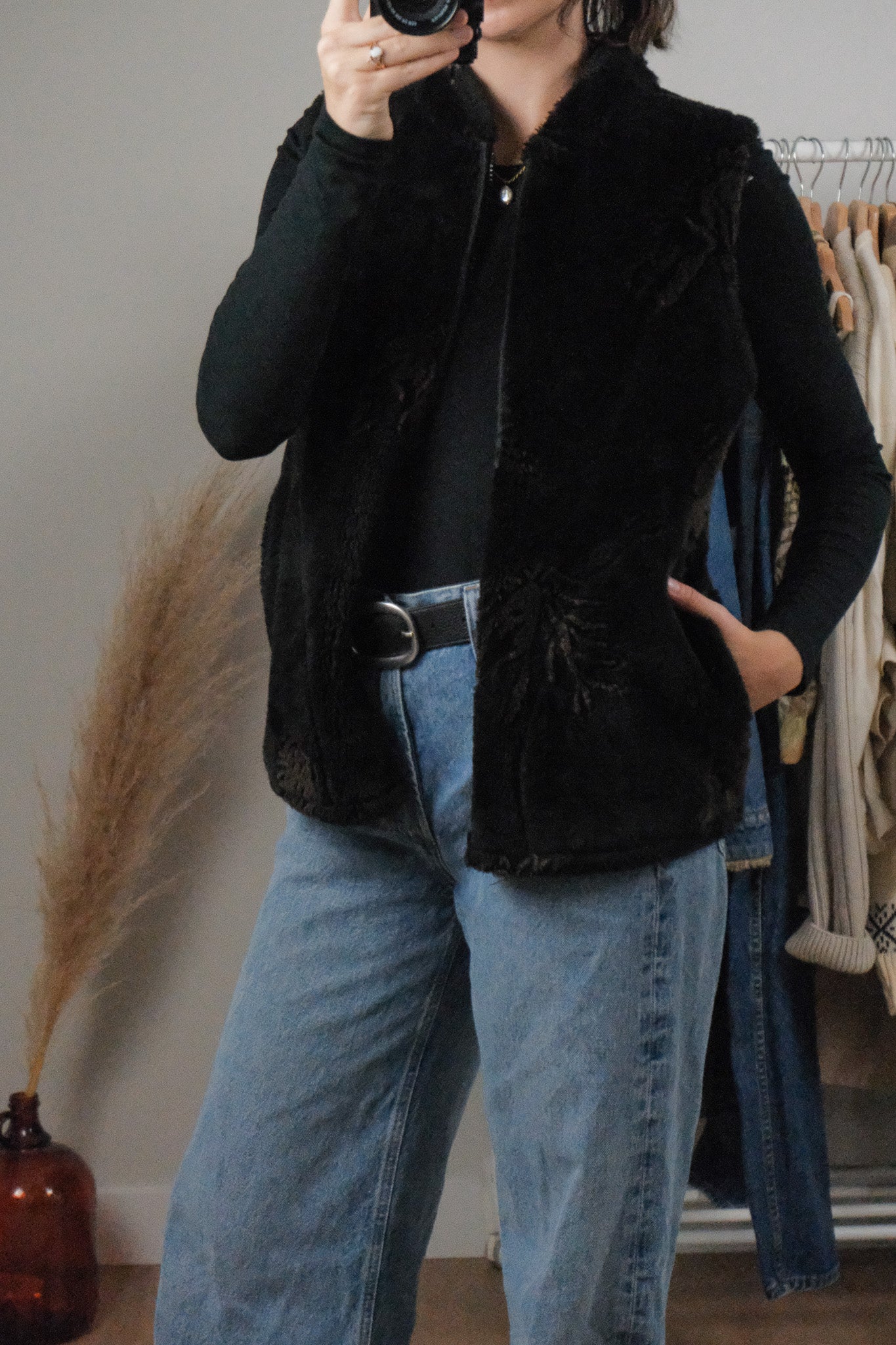 Made in USA x Vintage x Faux Fur Fuzzy Horse Vest (S)