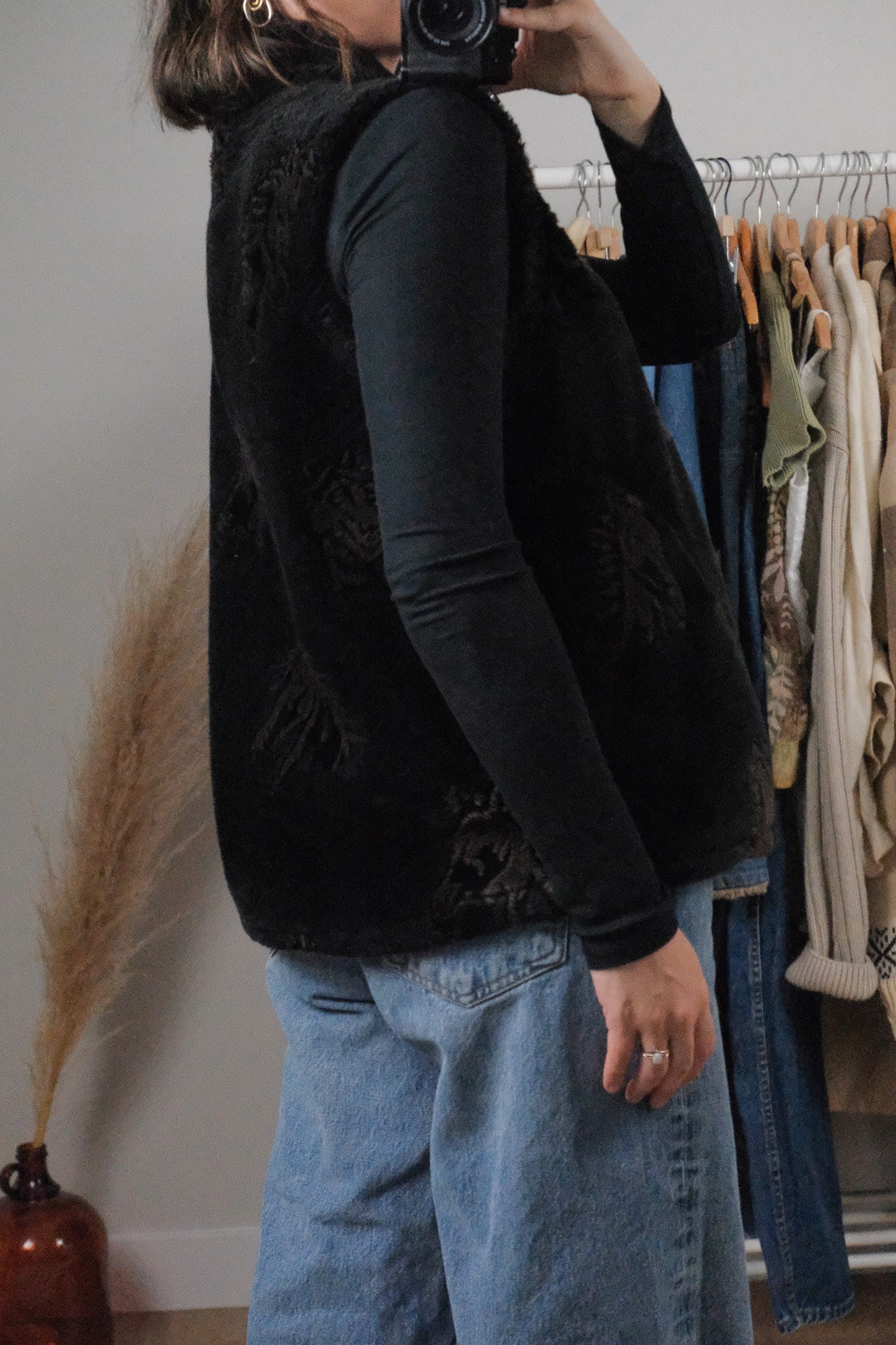 Made in USA x Vintage x Faux Fur Fuzzy Horse Vest (S)