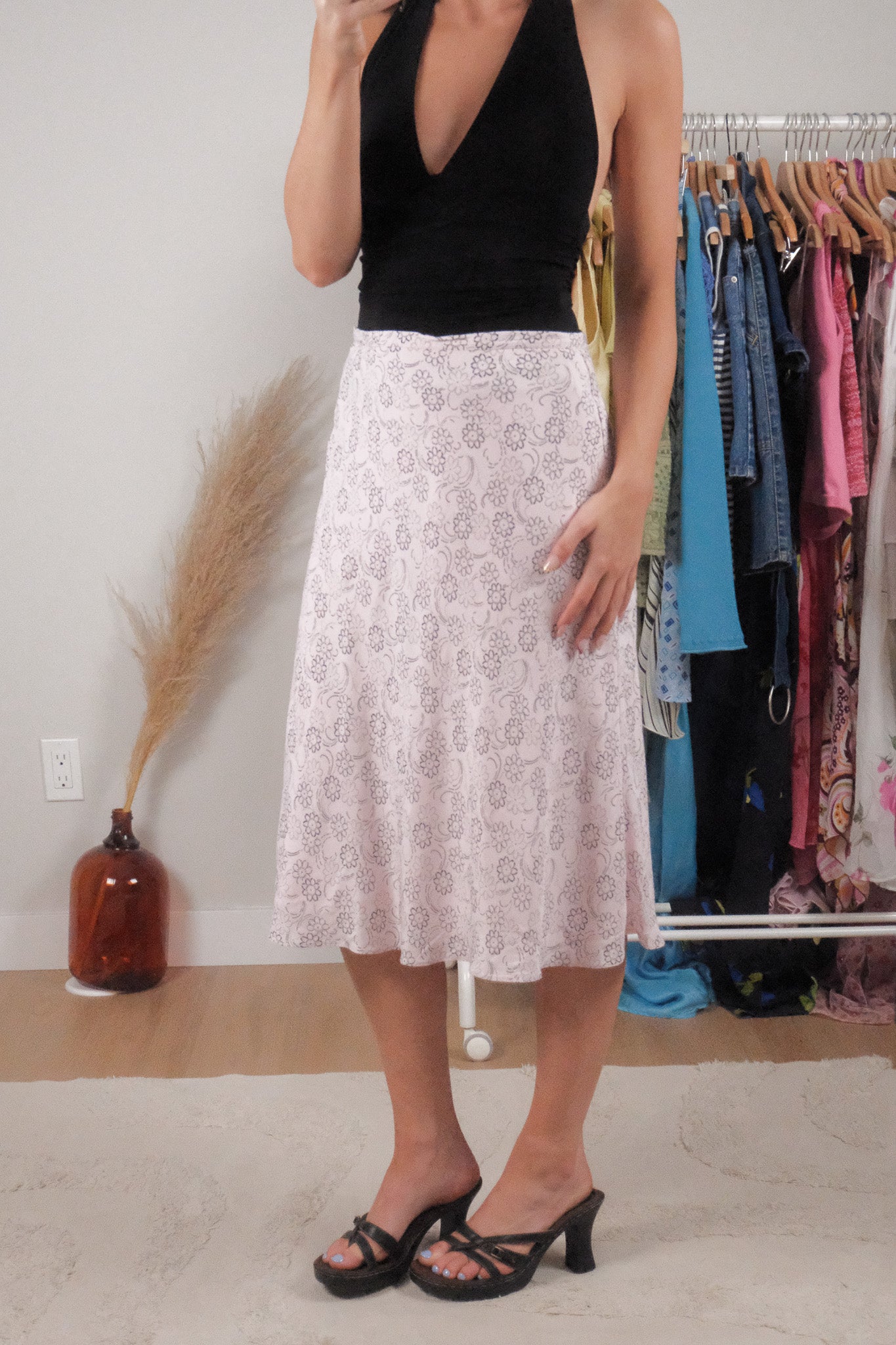 Vintage x Floral Midi Skirt (M)