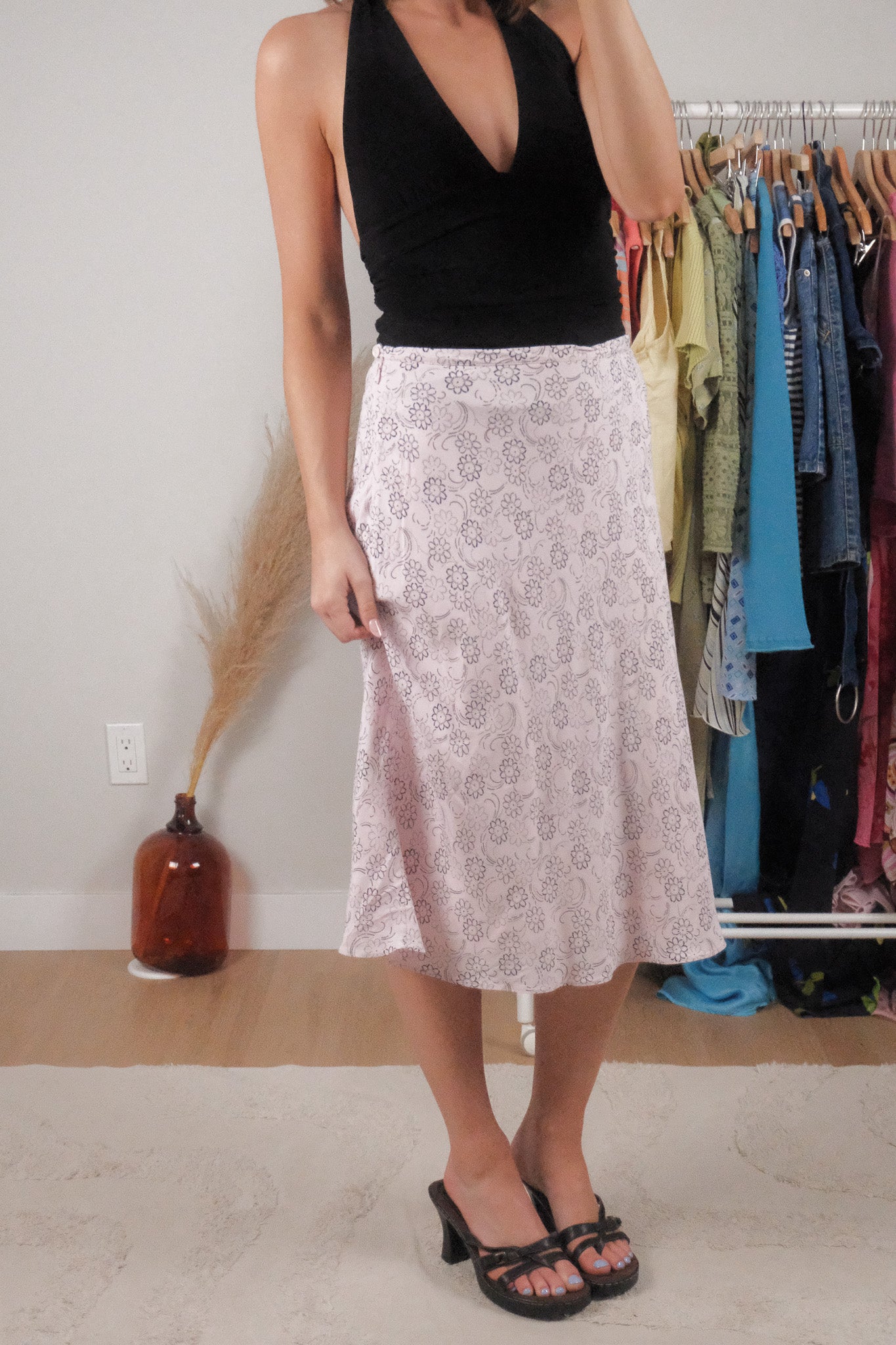 Vintage x Floral Midi Skirt (M)