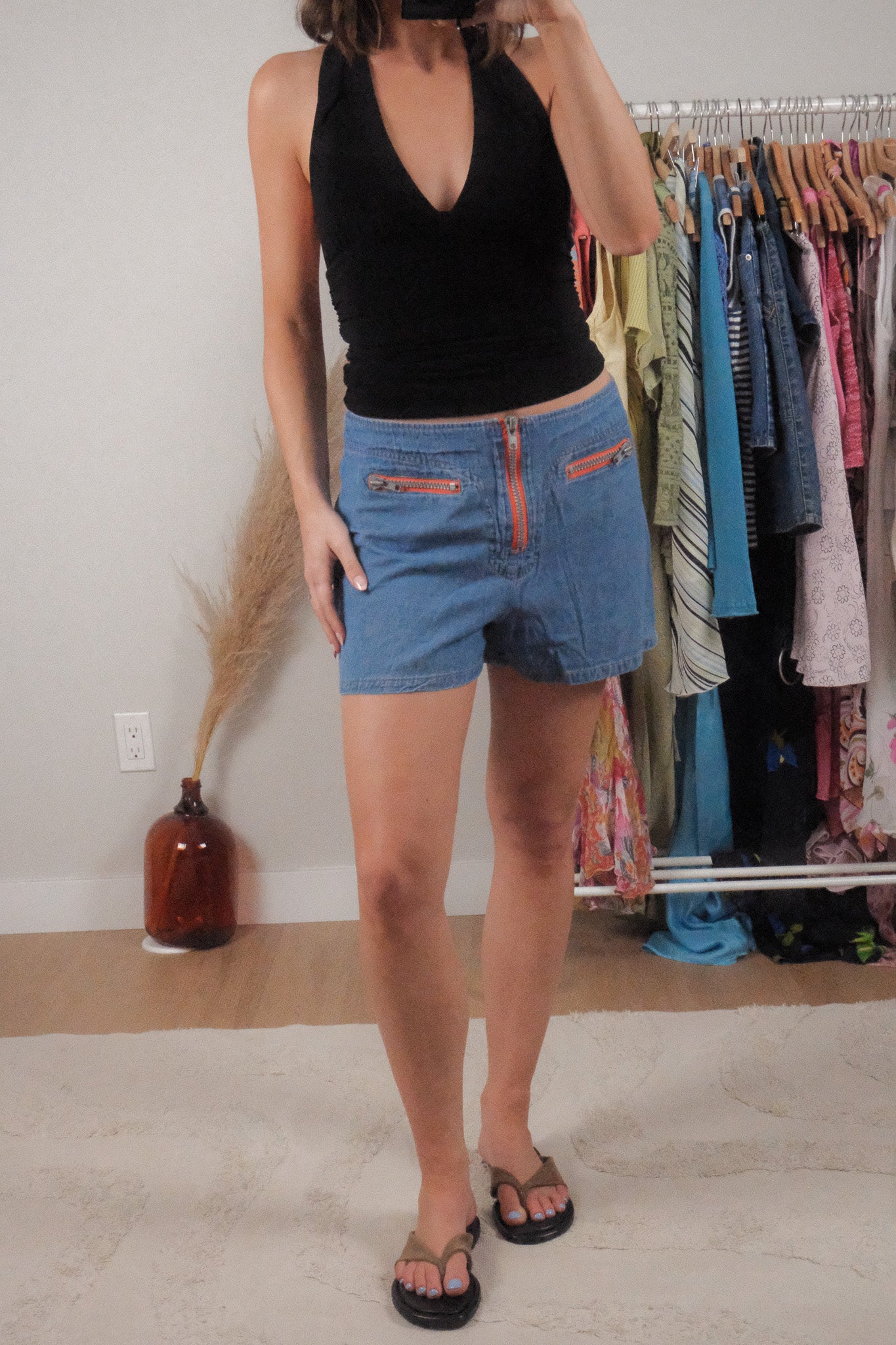Vintage x Denim Zipper Detail Shorts (M)