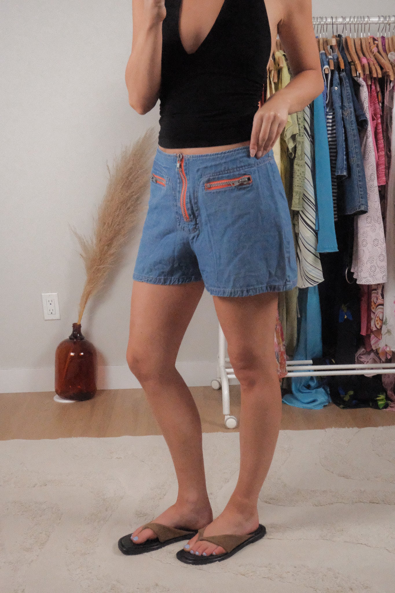Vintage x Denim Zipper Detail Shorts (M)