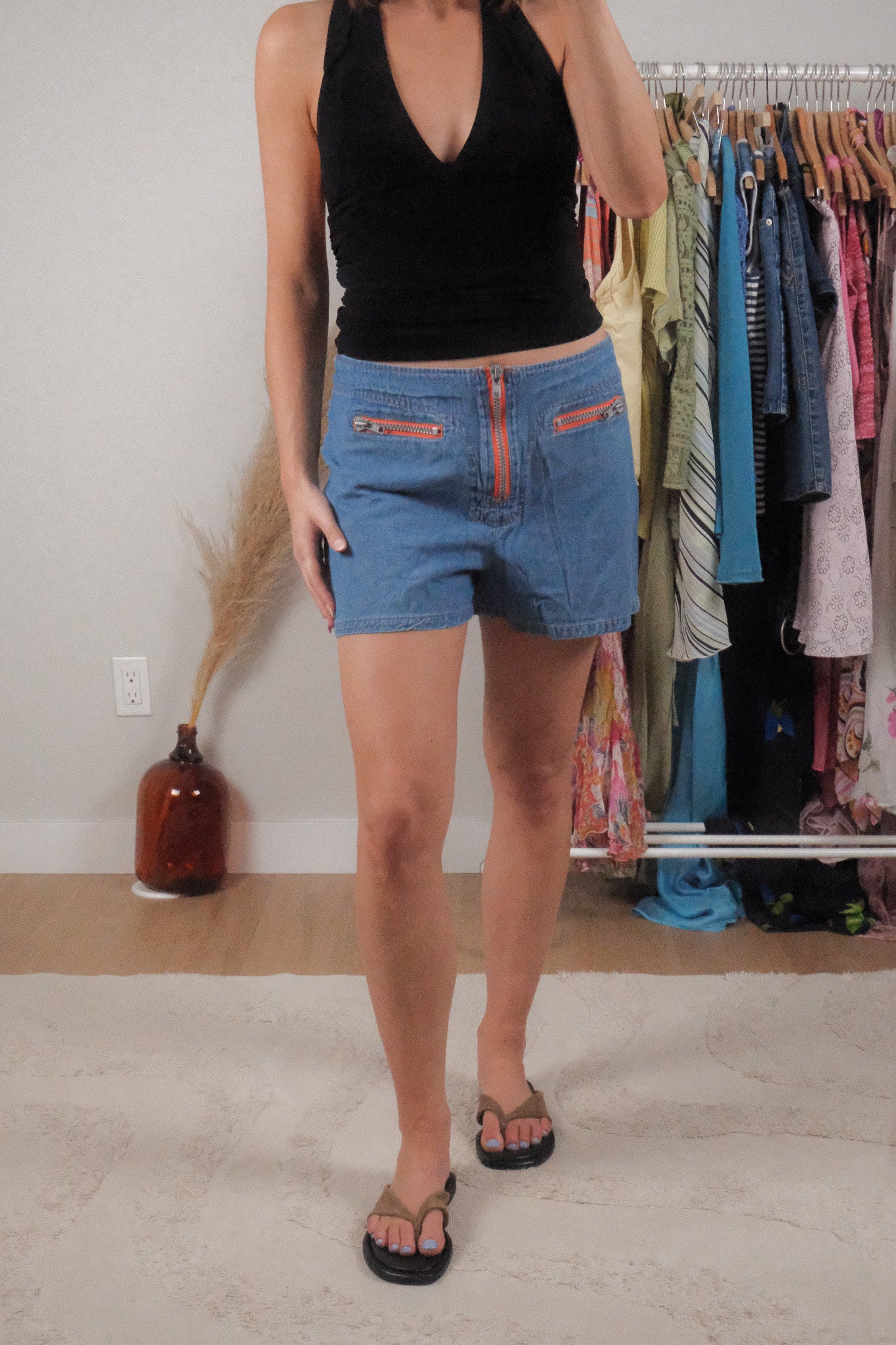 Vintage x Denim Zipper Detail Shorts (M)