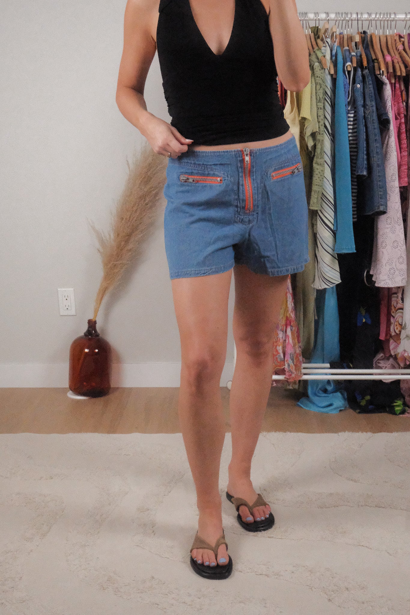 Vintage x Denim Zipper Detail Shorts (M)