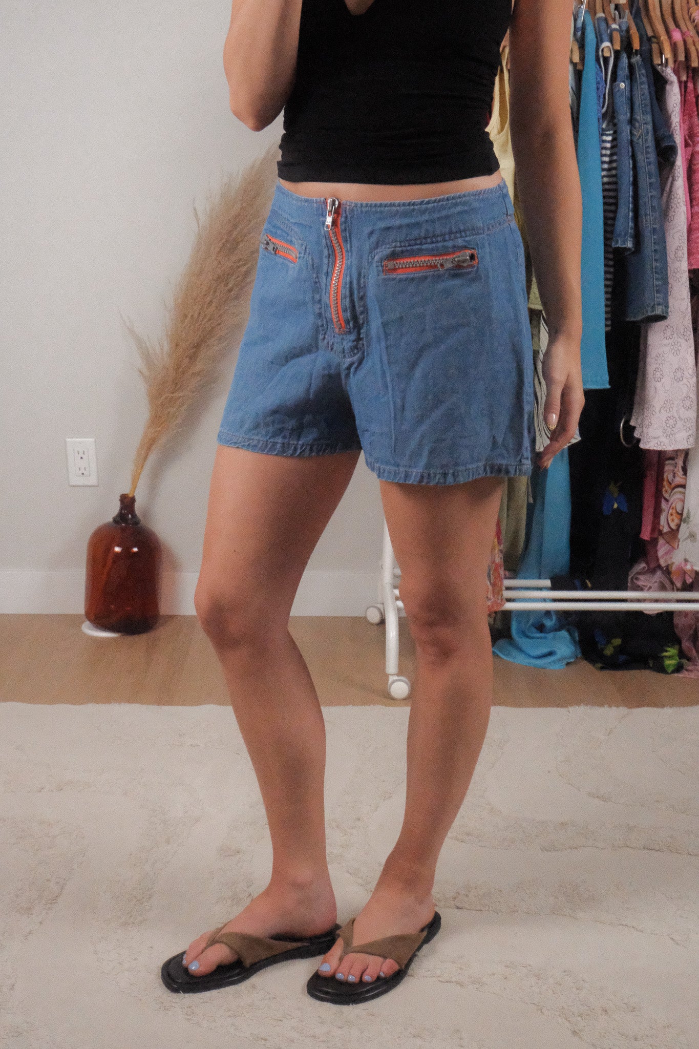 Vintage x Denim Zipper Detail Shorts (M)