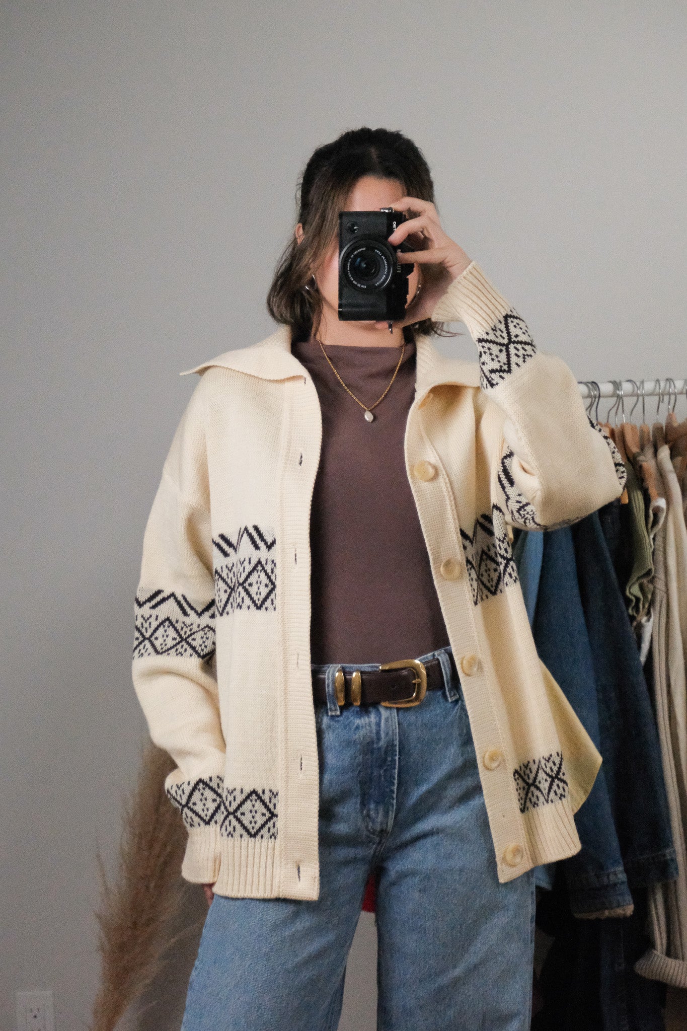 Made in Canada x Vintage x Deadstock Tundra Wool Patterned Cardigan (L)