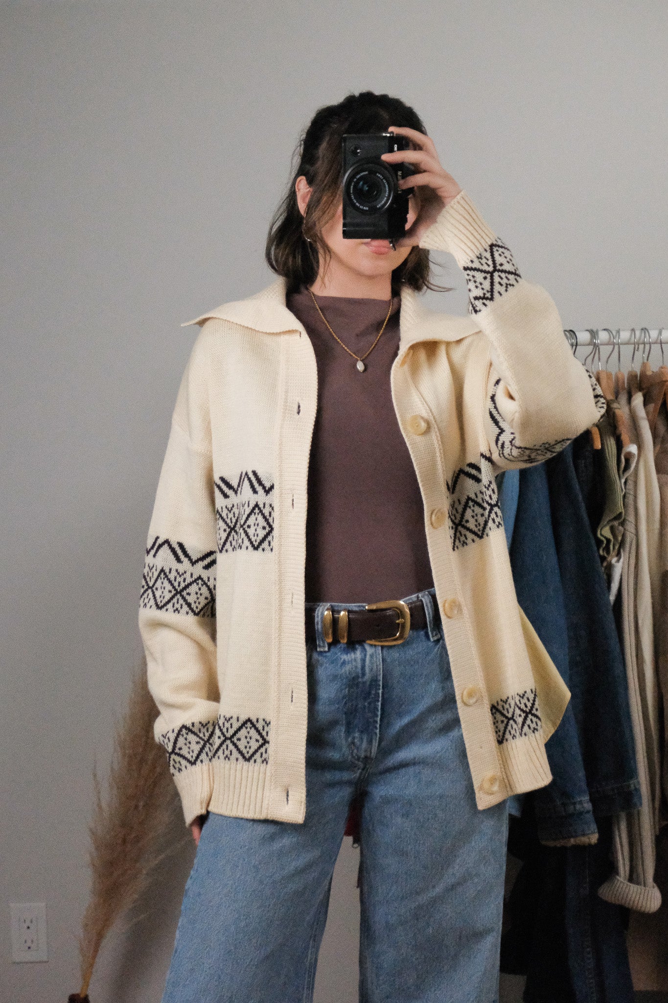 Made in Canada x Vintage x Deadstock Tundra Wool Patterned Cardigan (L)