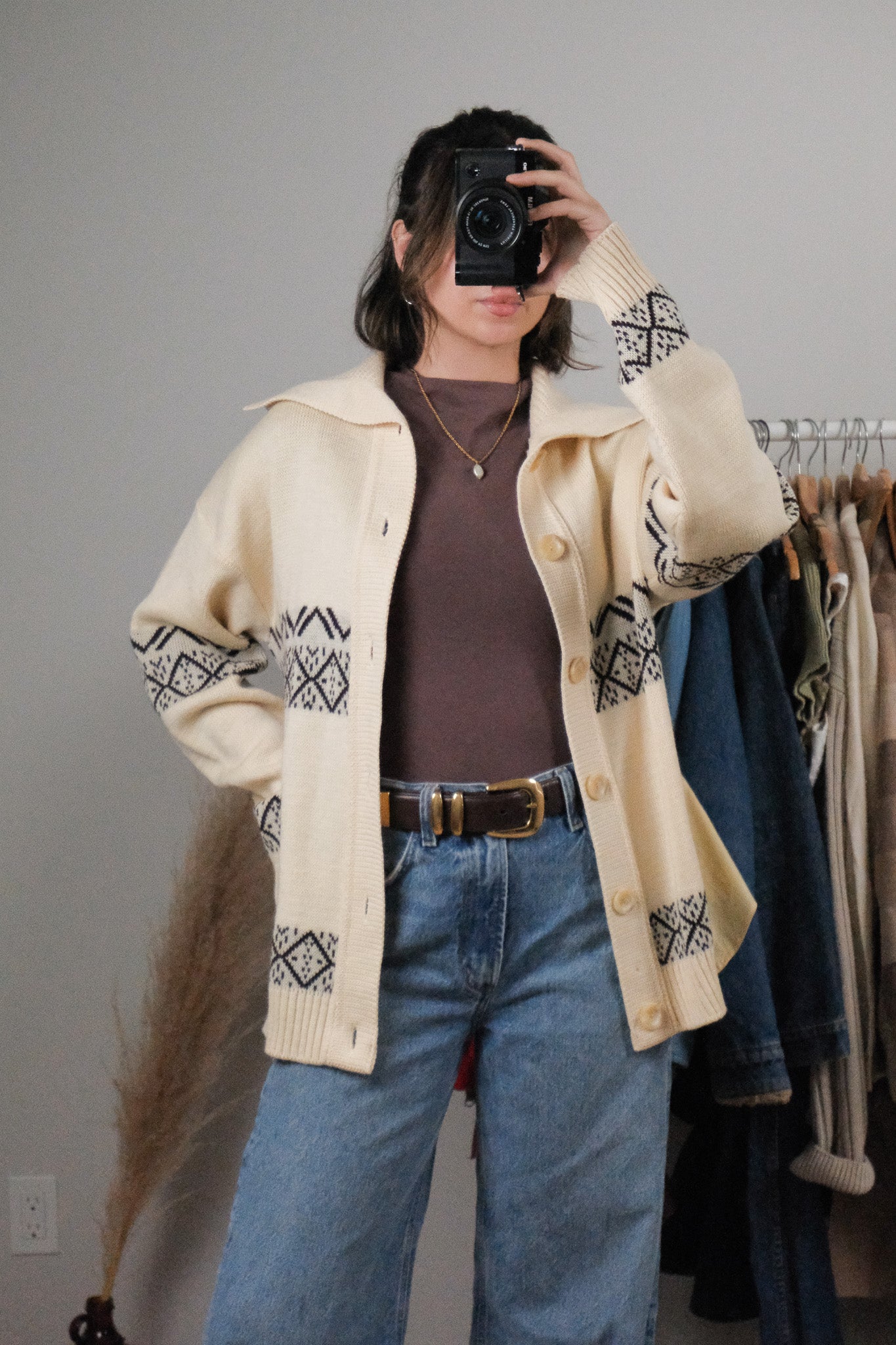 Made in Canada x Vintage x Deadstock Tundra Wool Patterned Cardigan (L)