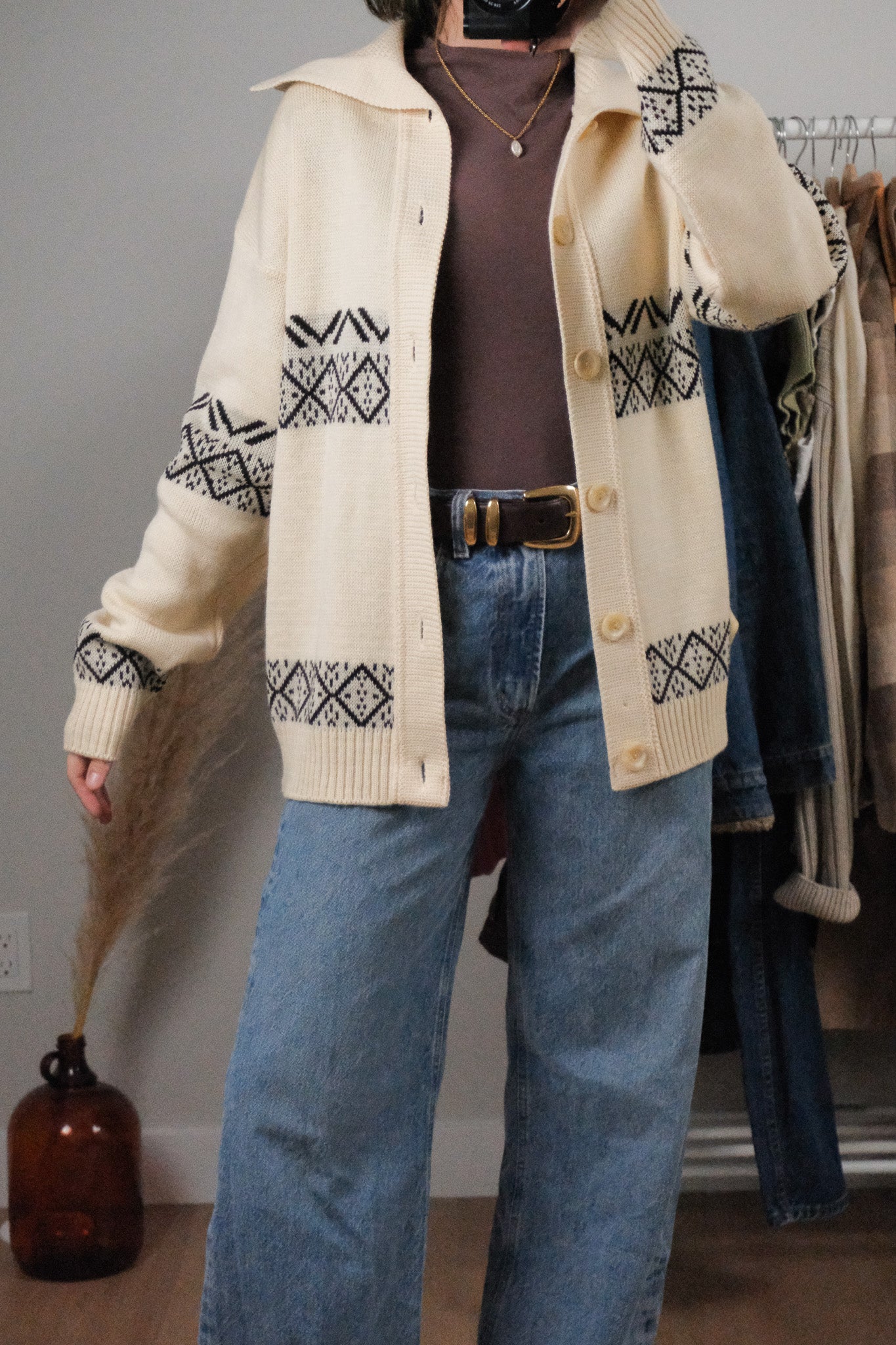 Made in Canada x Vintage x Deadstock Tundra Wool Patterned Cardigan (L)