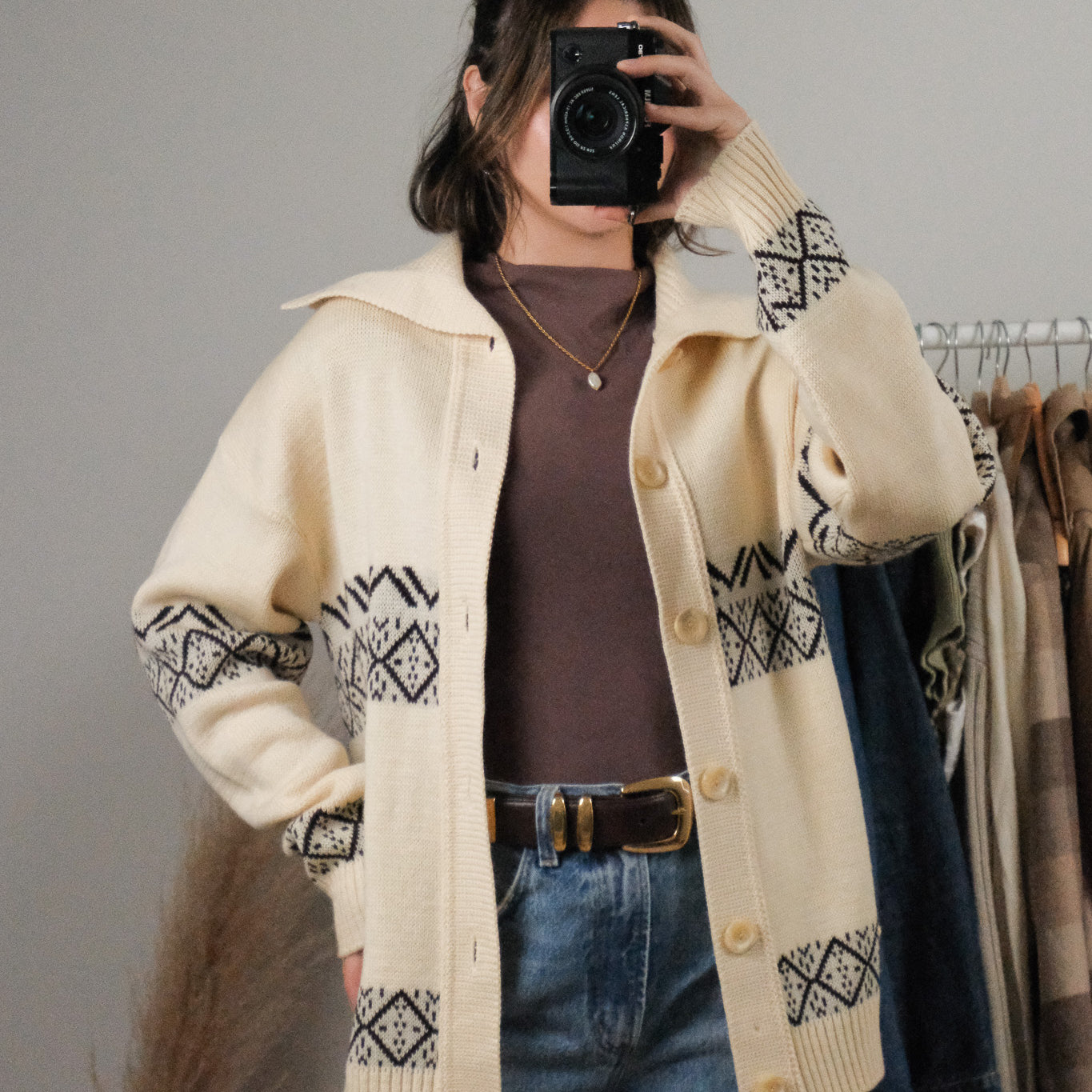 Made in Canada x Vintage x Deadstock Tundra Wool Patterned Cardigan (L)