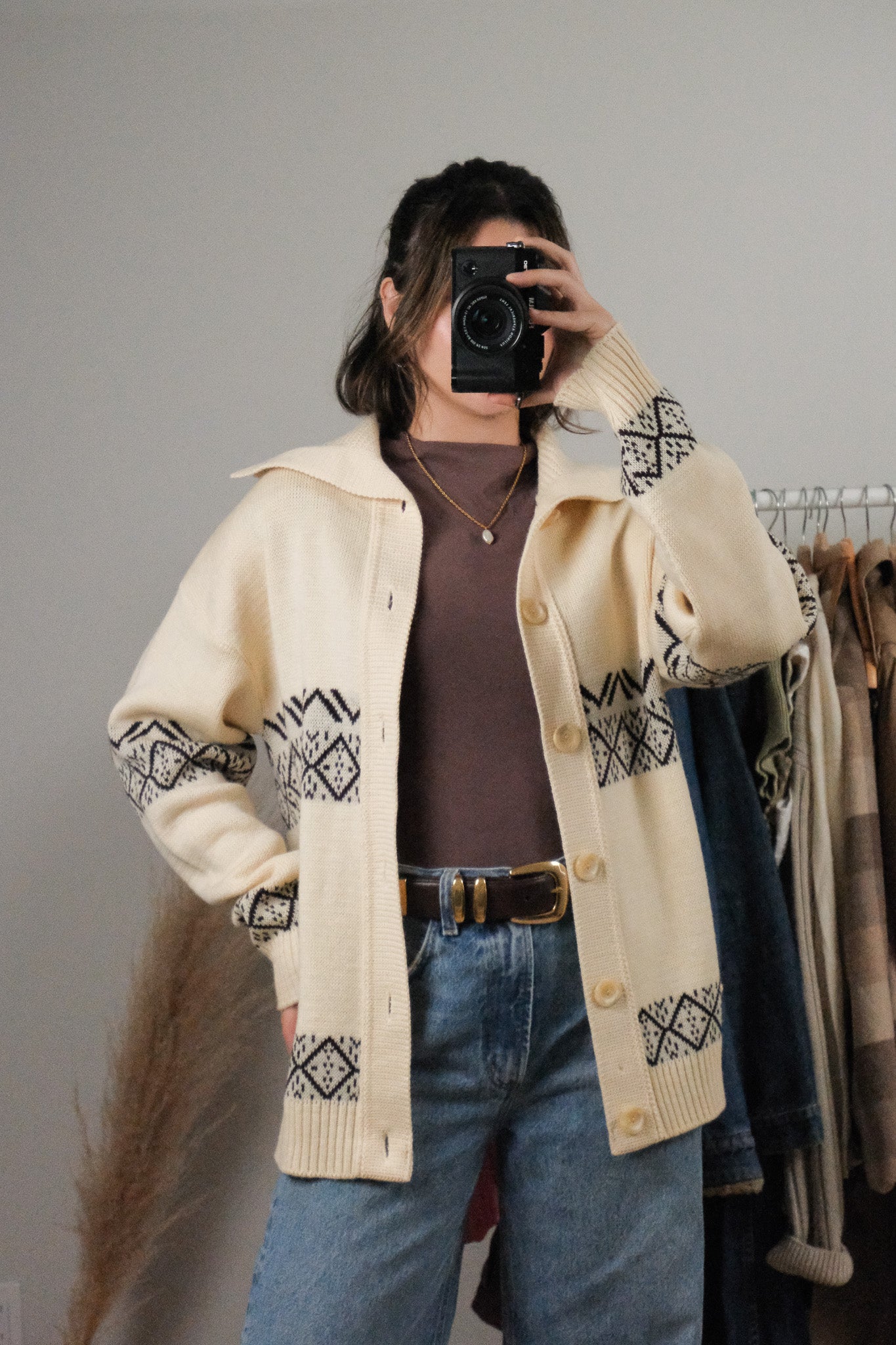 Made in Canada x Vintage x Deadstock Tundra Wool Patterned Cardigan (L)