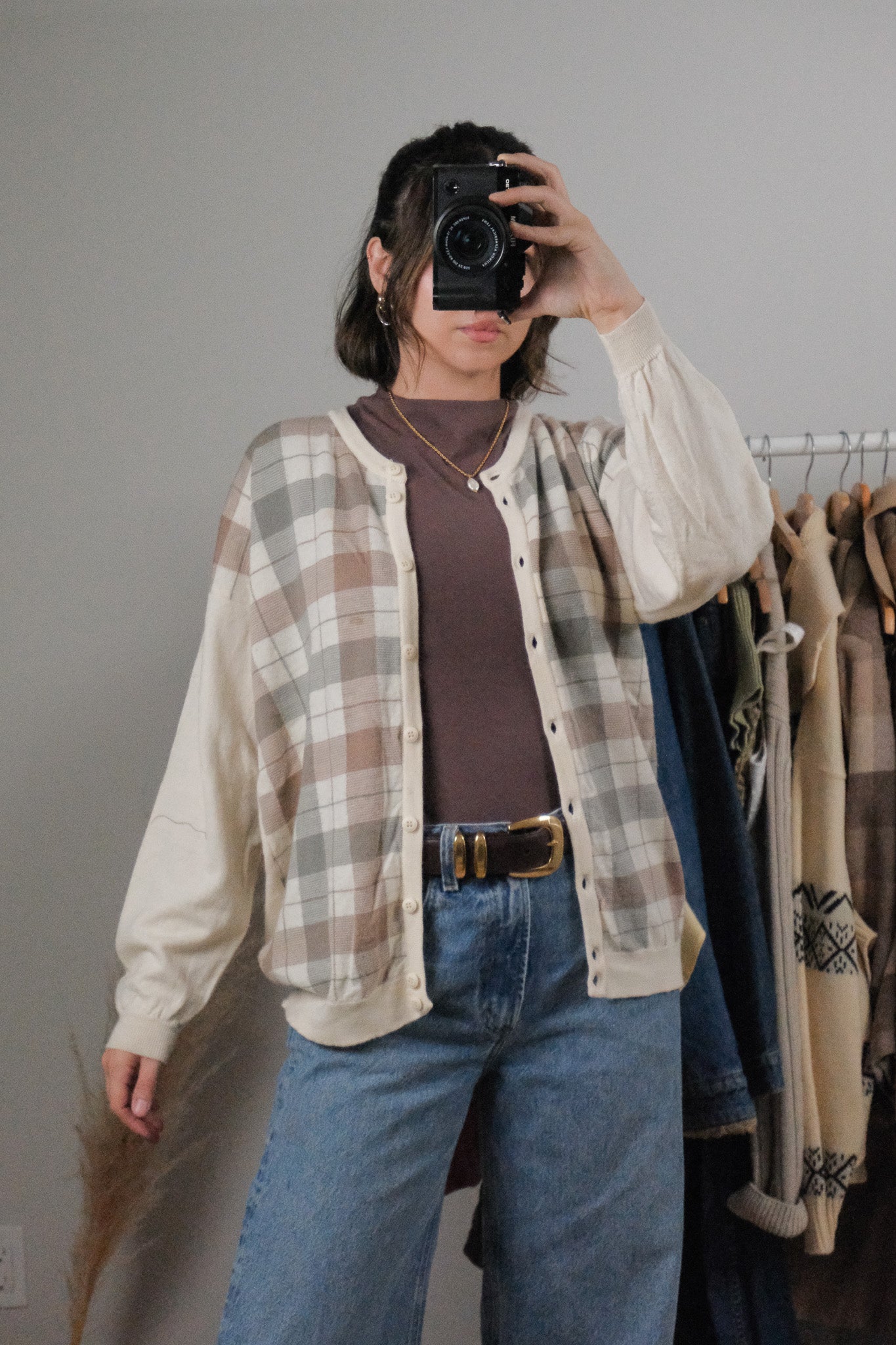 Made in UK x Vintage x Wool Plaid Cardigan (M)