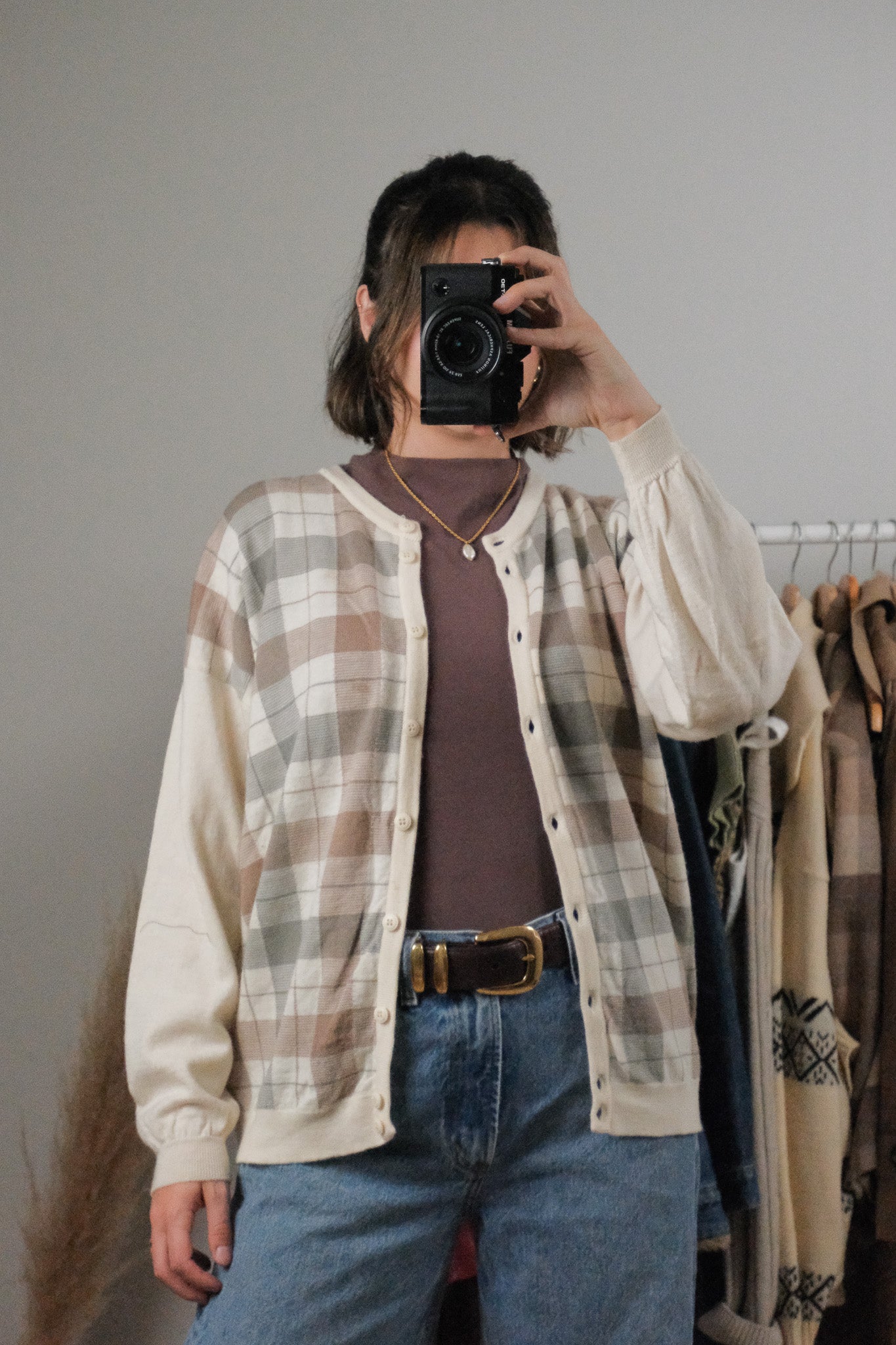 Made in UK x Vintage x Wool Plaid Cardigan (M)