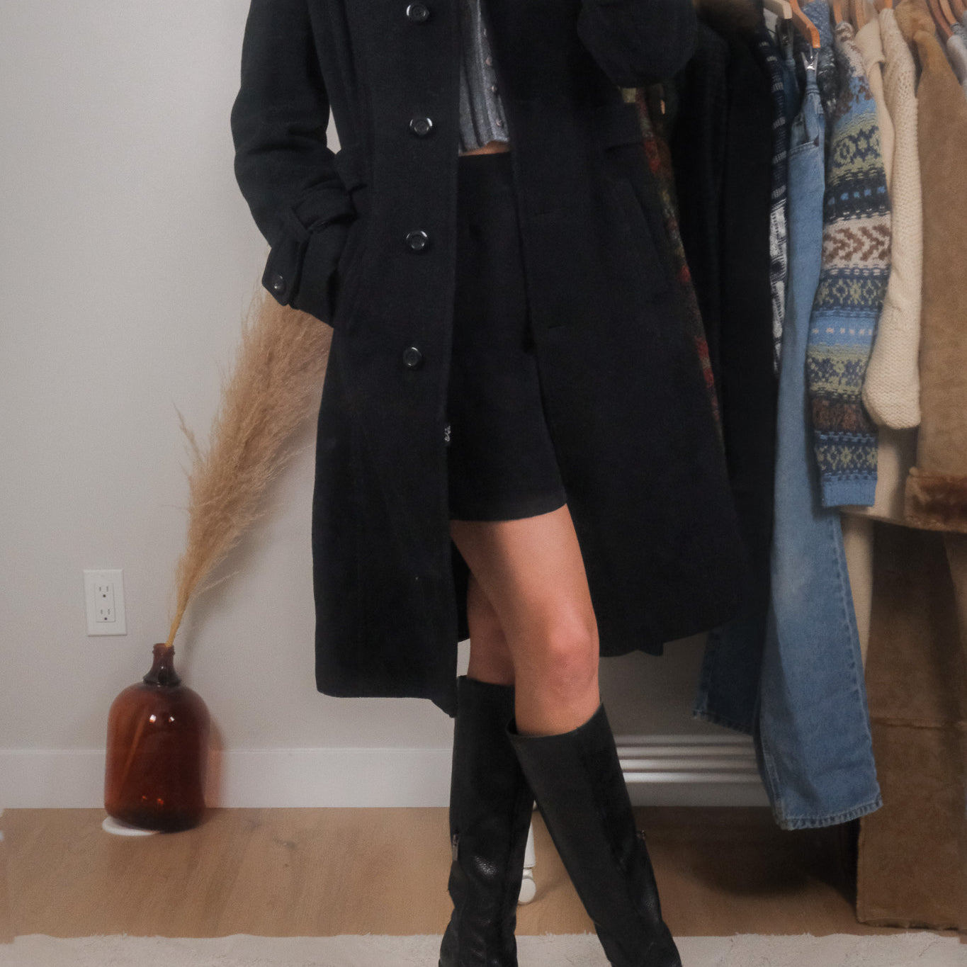 Vintage x Wool & Cashmere Blend Faux Fur Collar Coat (4/6)