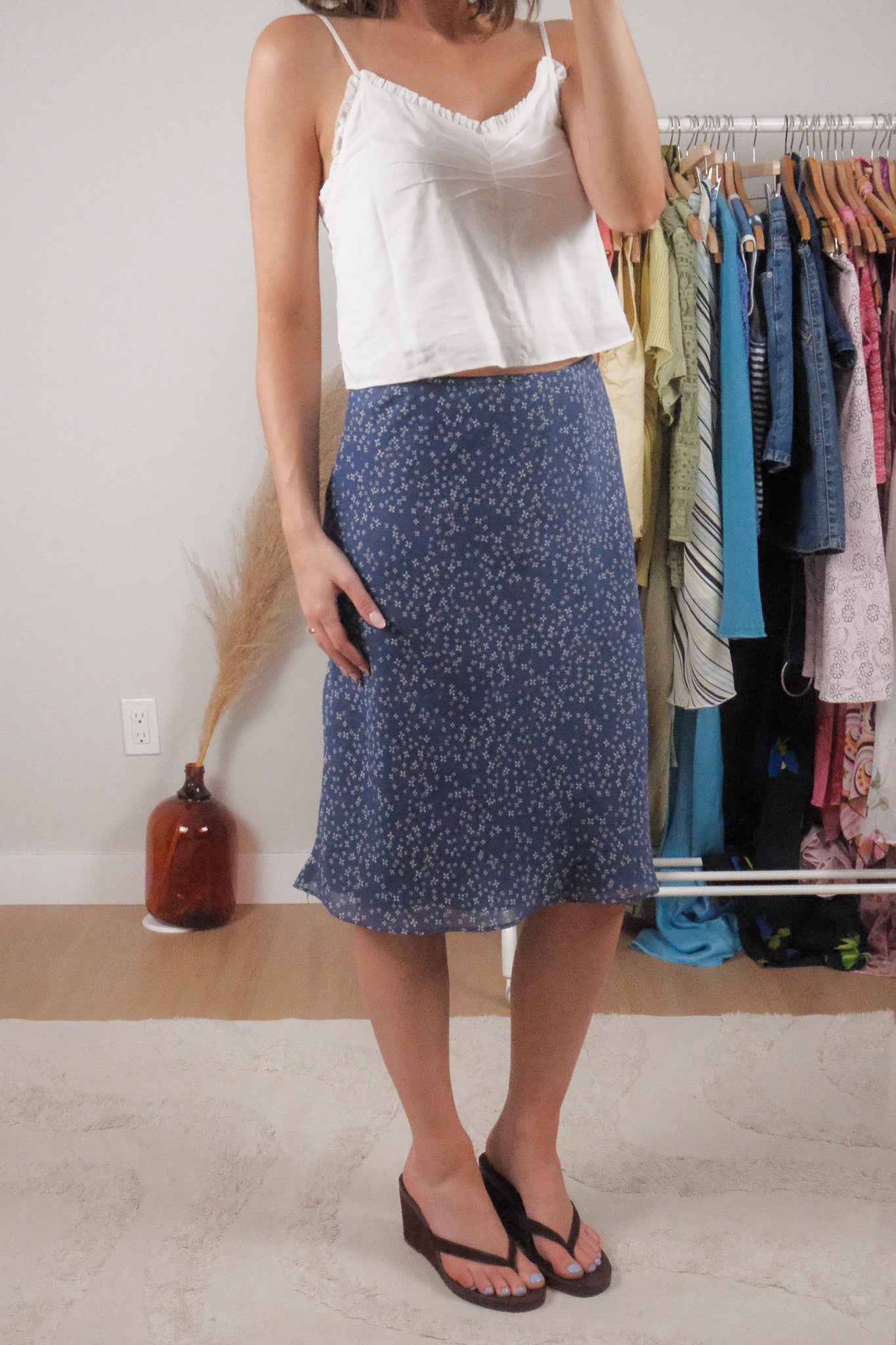 Vintage x Floral Midi Skirt (S)