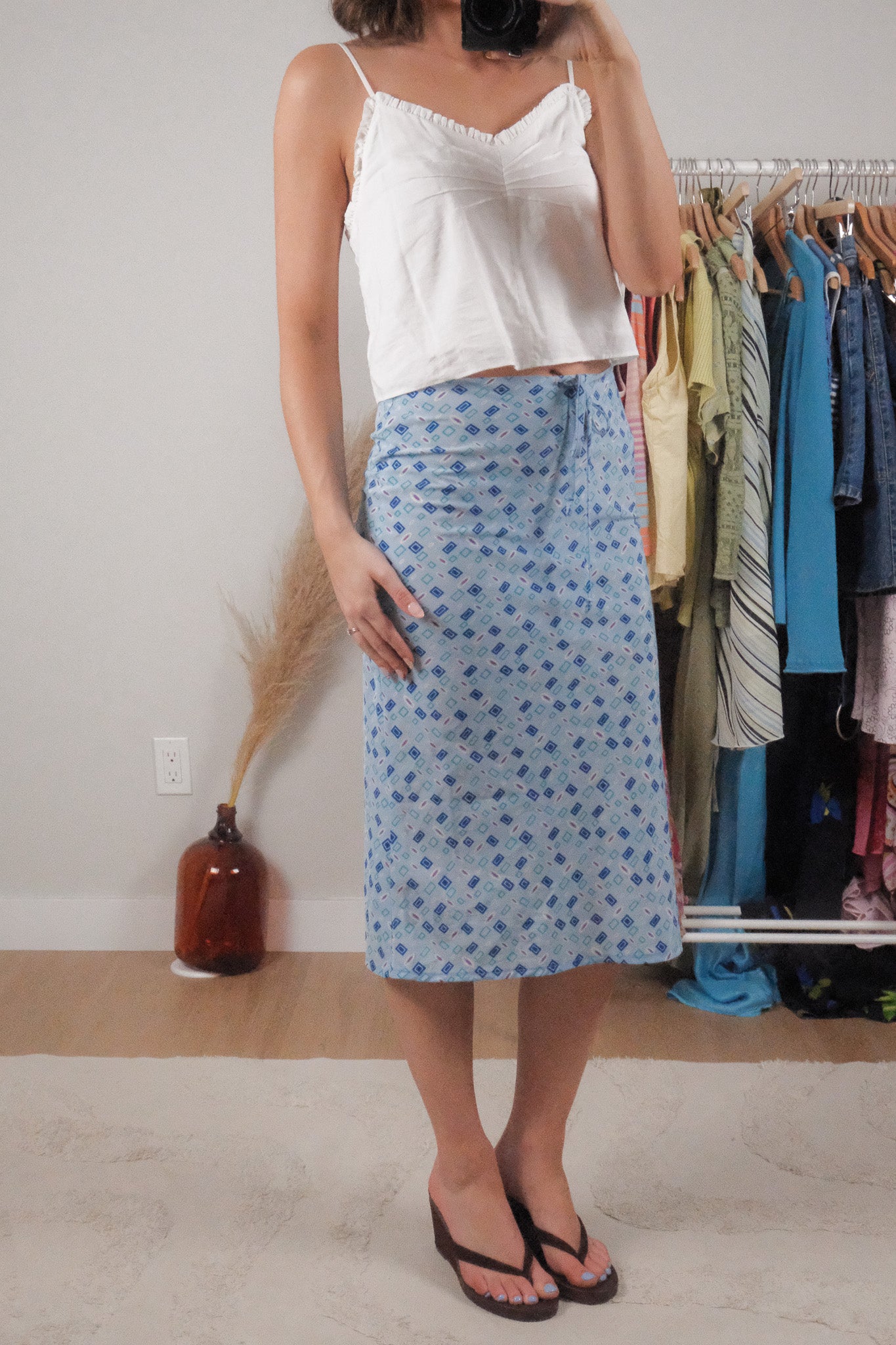 Made in Canada x Vintage x Patterned Midi Skirt (XXS/XS)