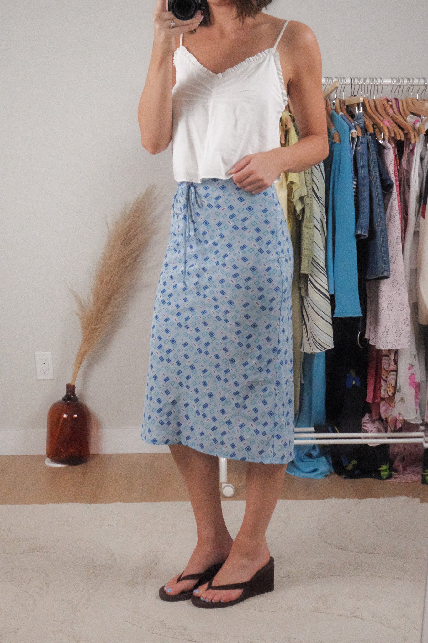 Made in Canada x Vintage x Patterned Midi Skirt (XXS/XS)