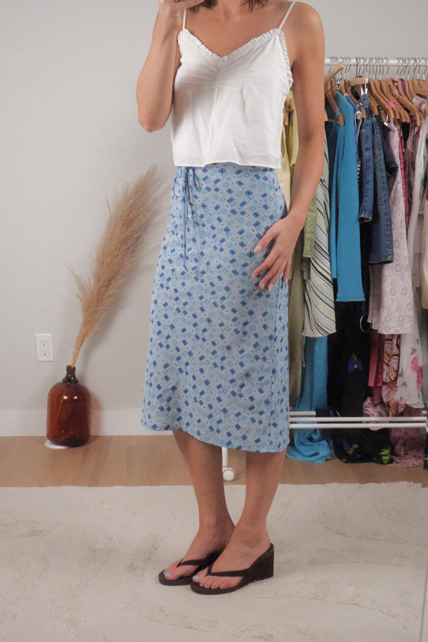 Made in Canada x Vintage x Patterned Midi Skirt (XXS/XS)