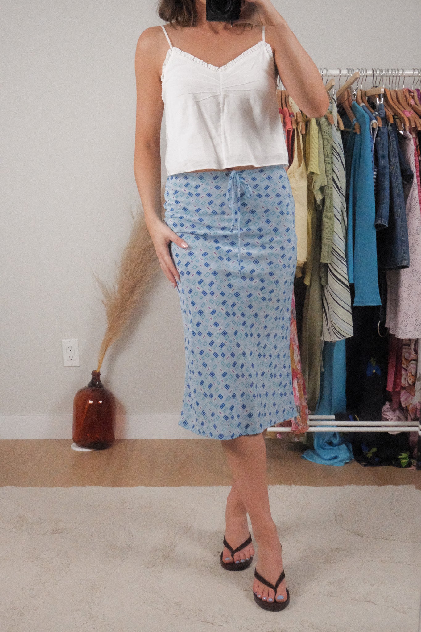 Made in Canada x Vintage x Patterned Midi Skirt (XXS/XS)