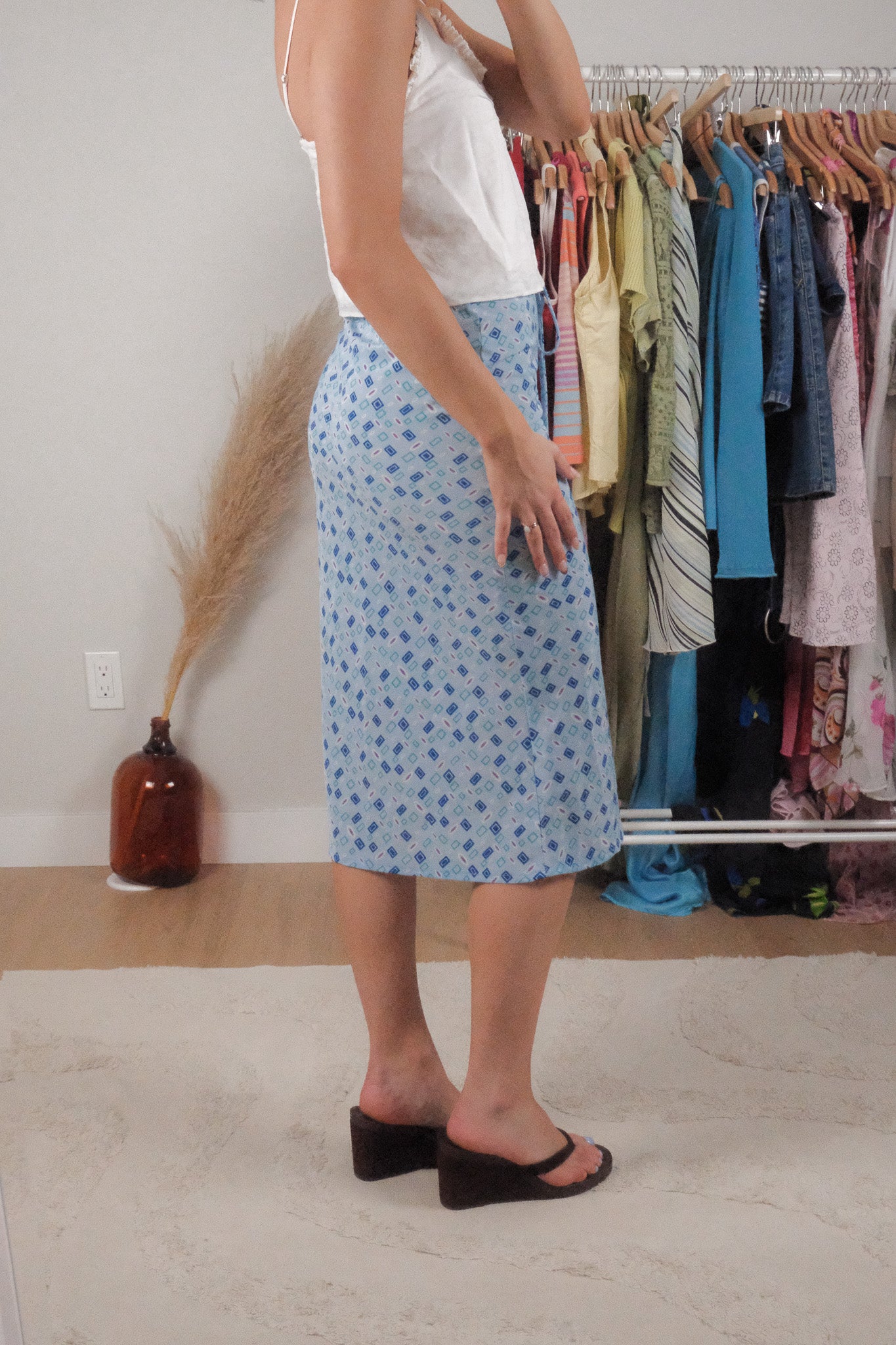 Made in Canada x Vintage x Patterned Midi Skirt (XXS/XS)