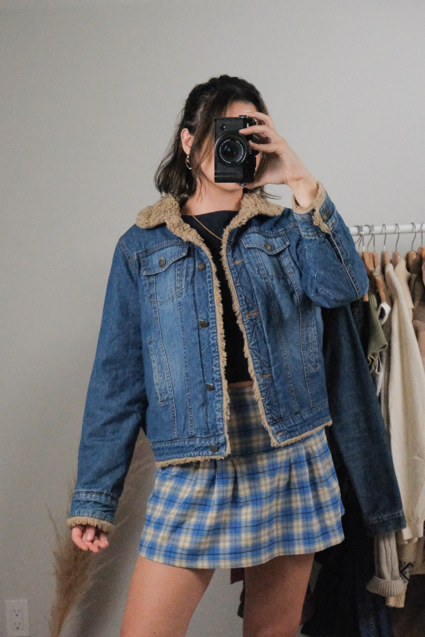 Vintage x Denim Faux Fur Denim Jacket (S)