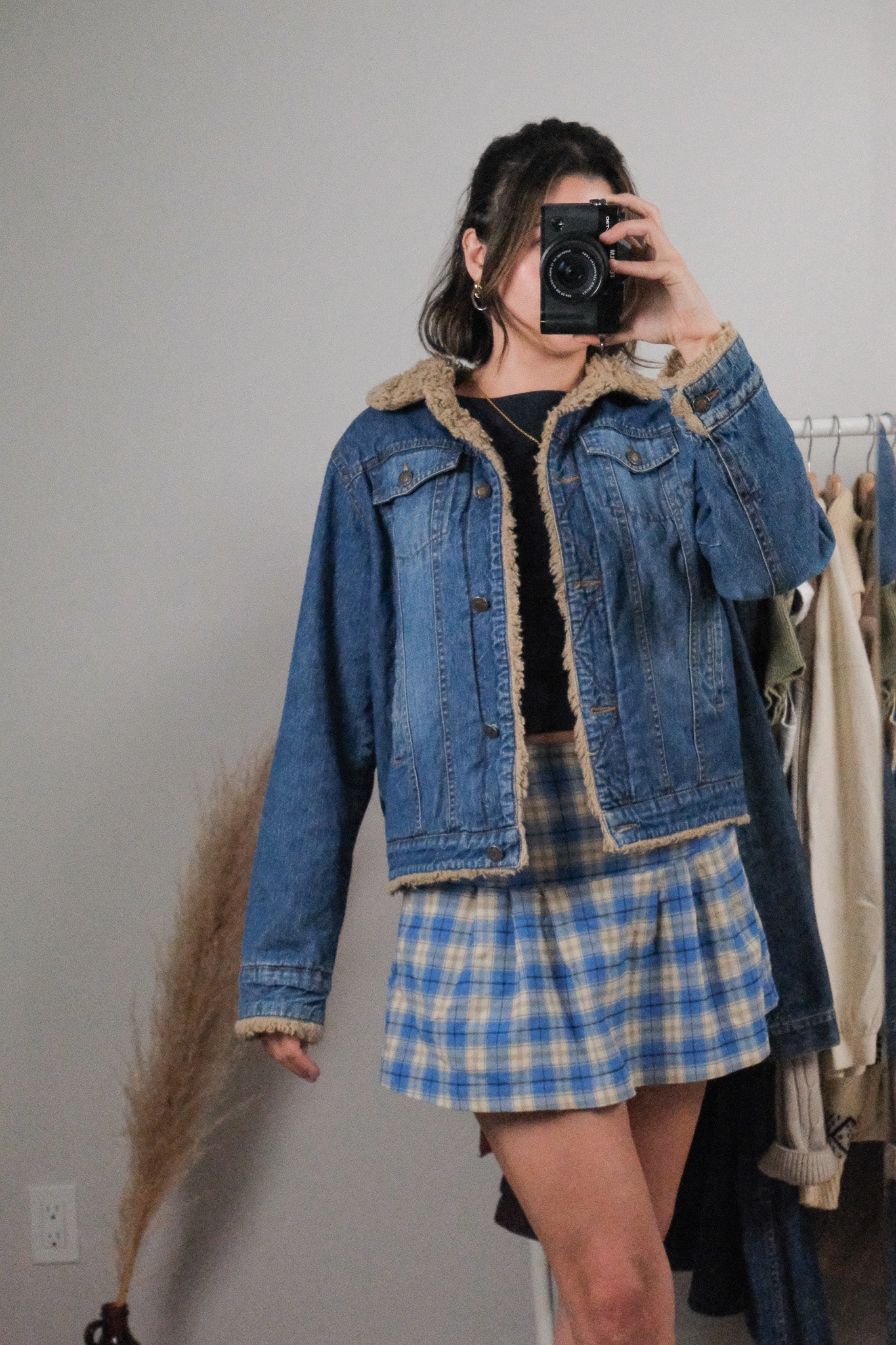 Vintage x Denim Faux Fur Denim Jacket (S)