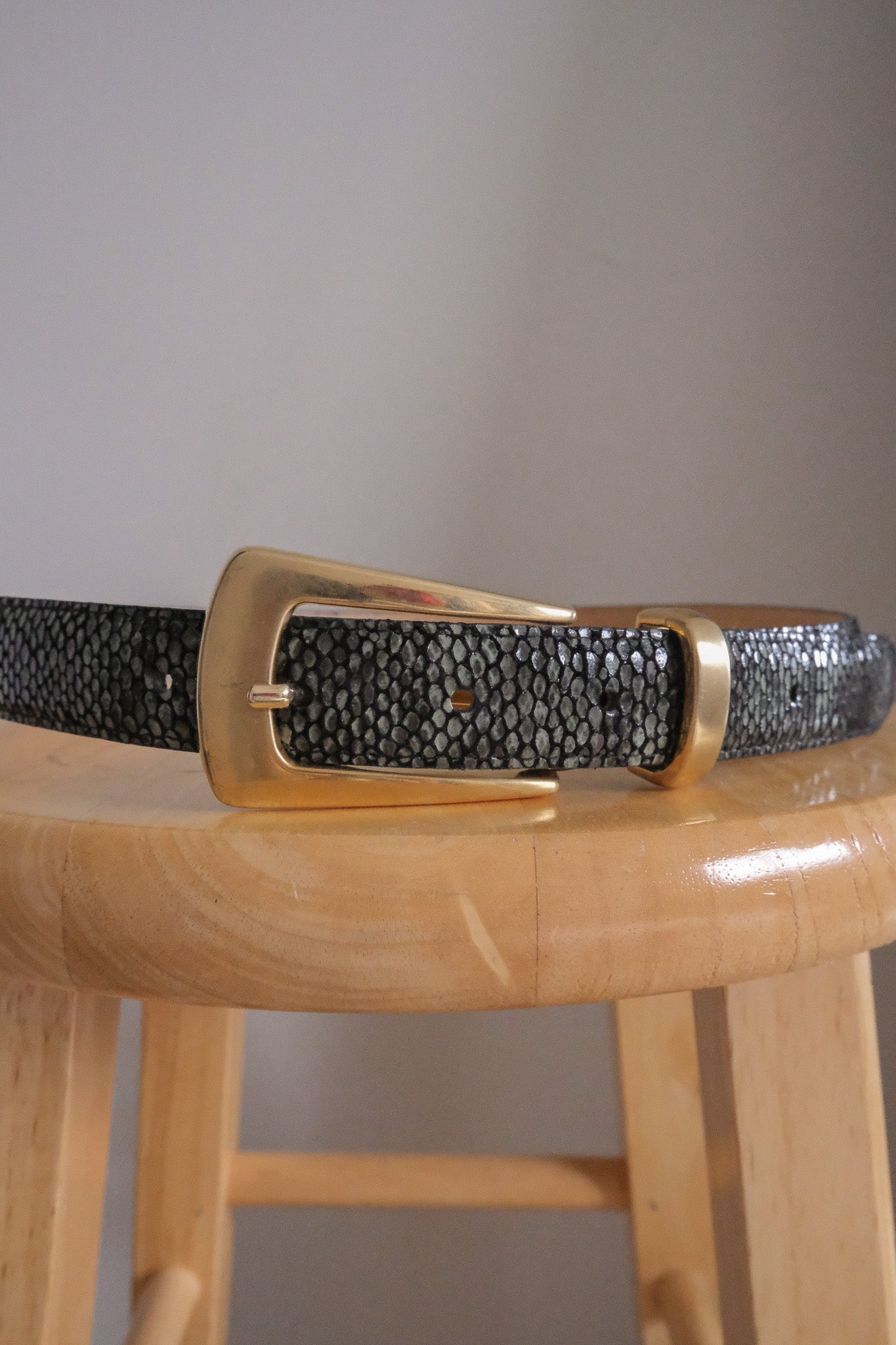 Vintage x Leather Snakeskin Belt (S/M)