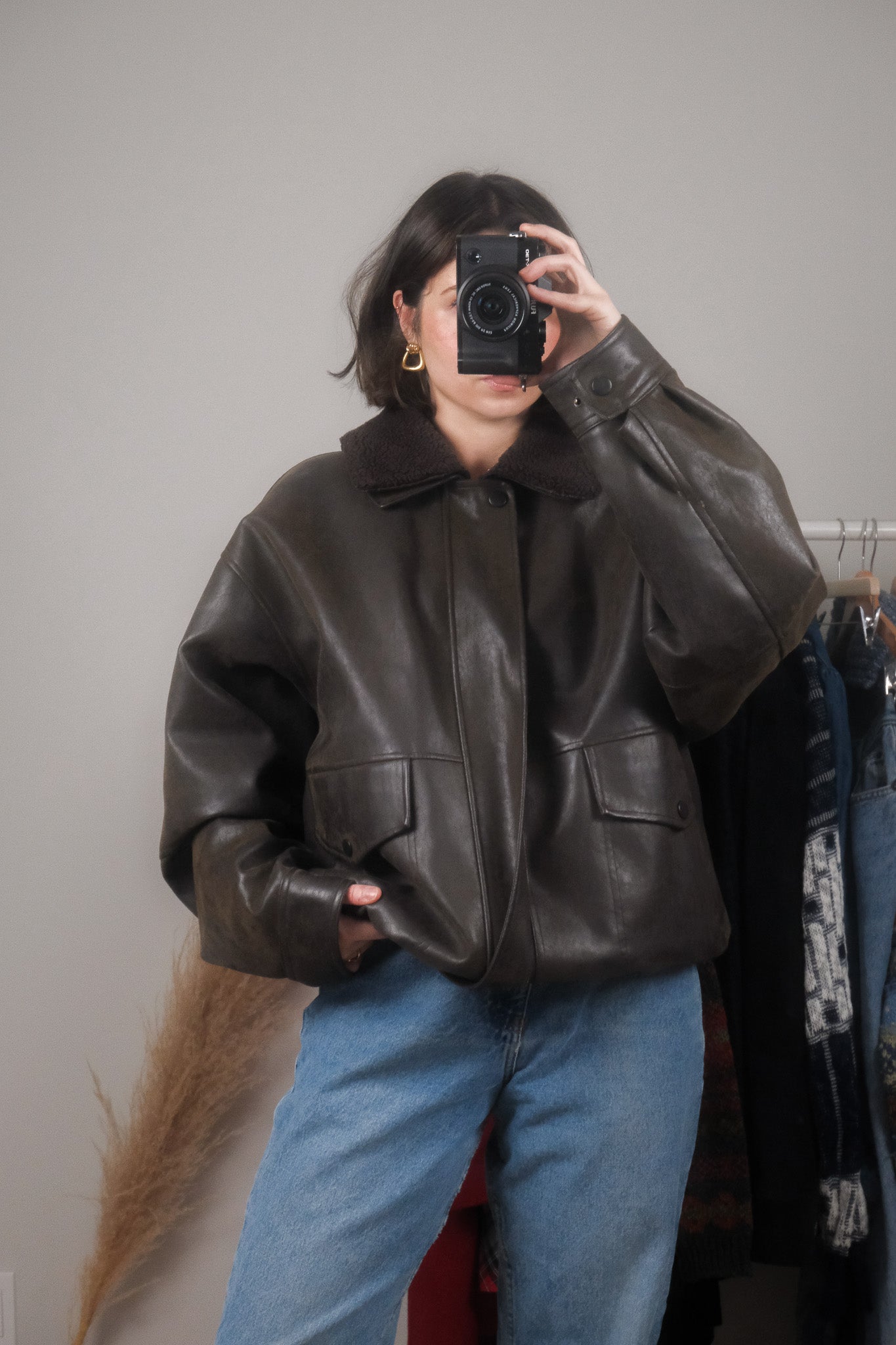 Vintage x Faux Leather Aviator Bomber Jacket (L/XL)