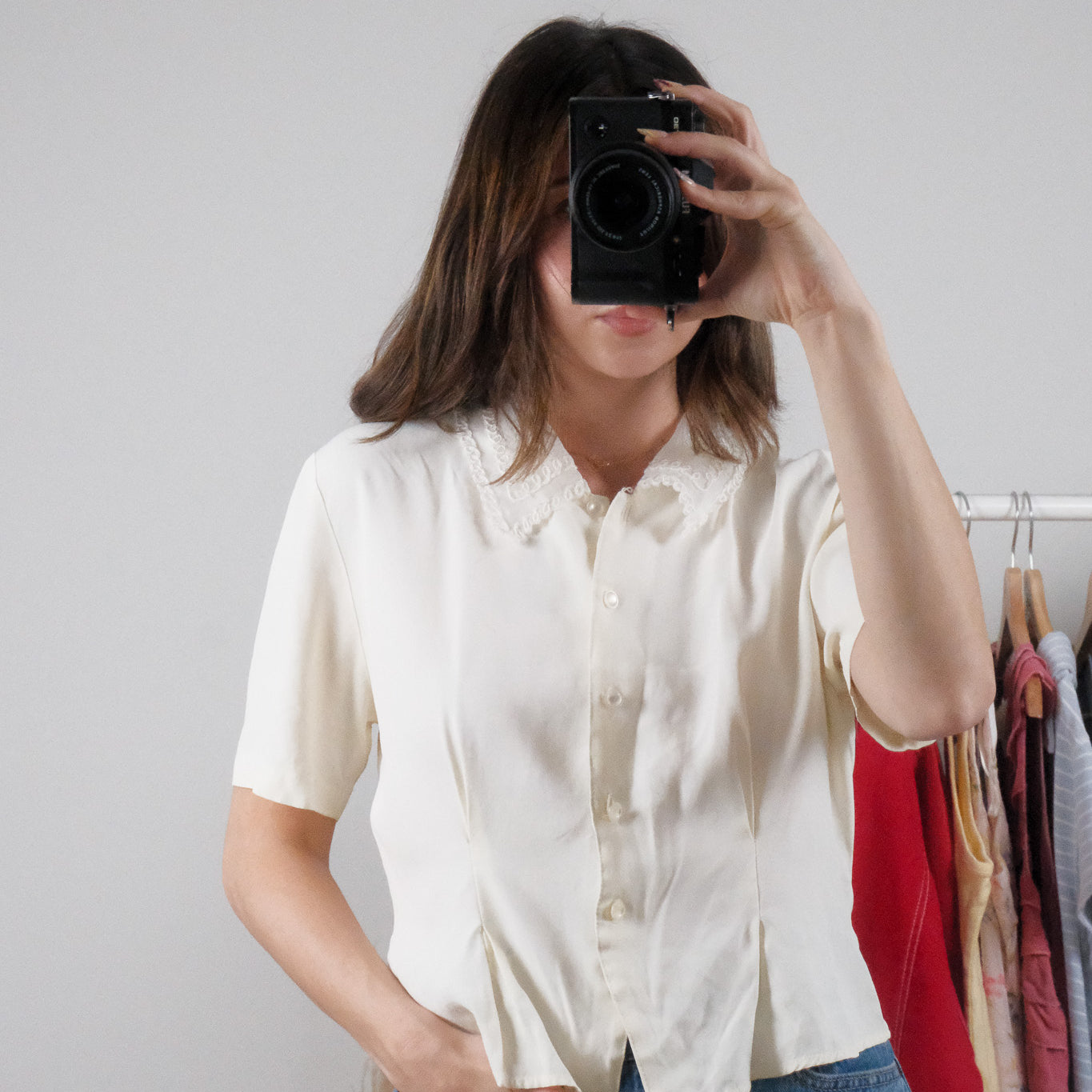 Vintage x Collar Short-Sleeve Top (M)