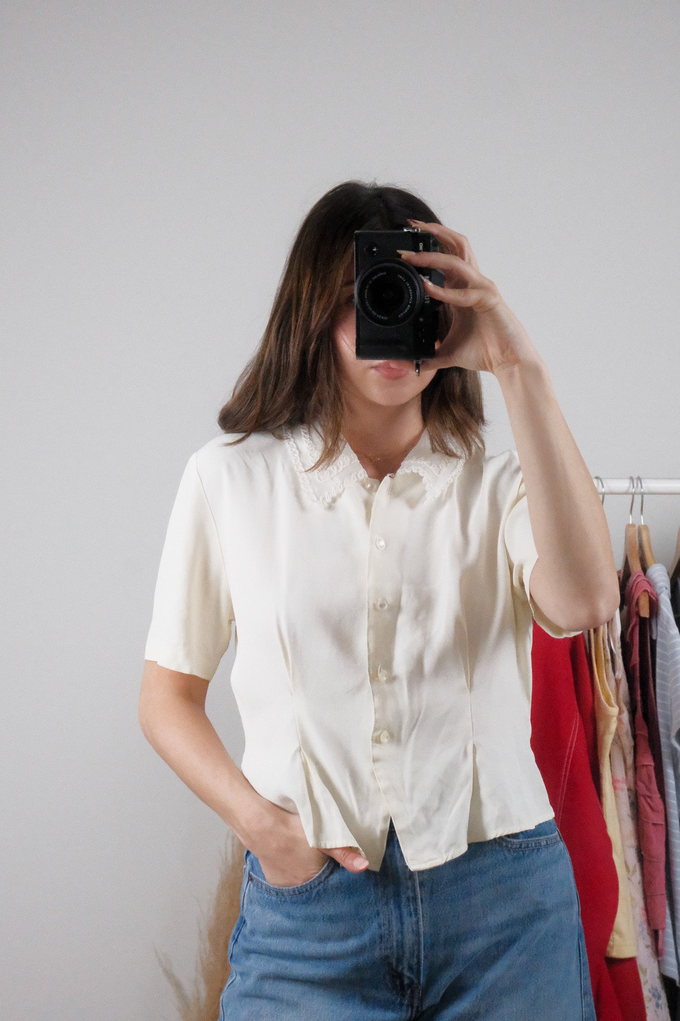 Vintage x Collar Short-Sleeve Top (M)