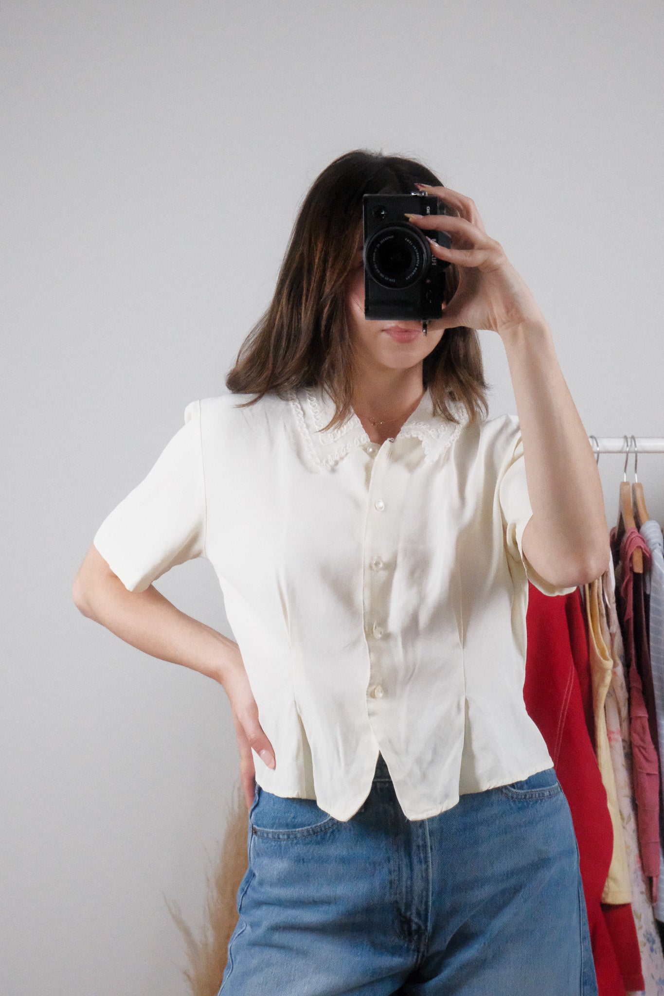 Vintage x Collar Short-Sleeve Top (M)