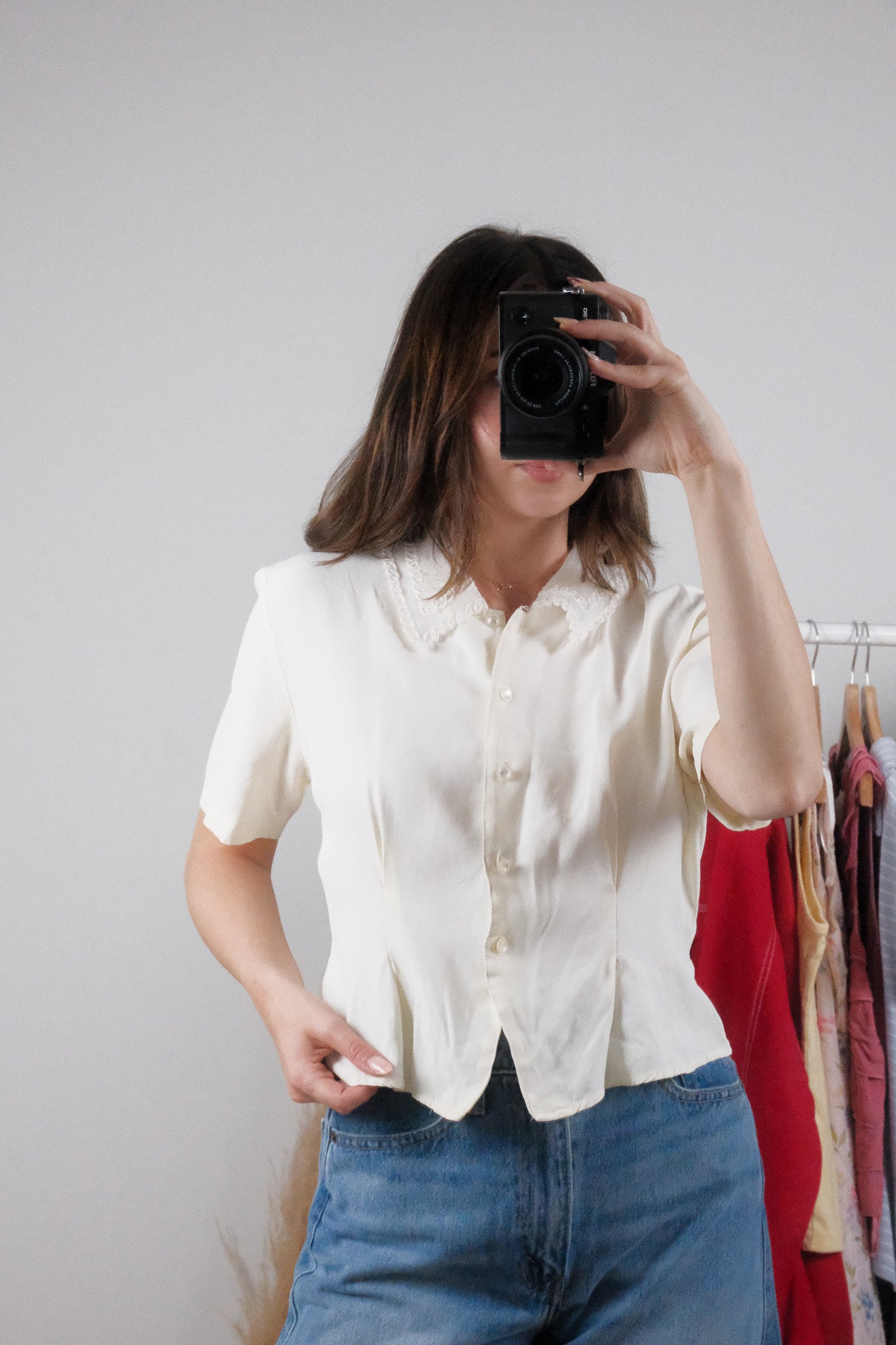 Vintage x Collar Short-Sleeve Top (M)